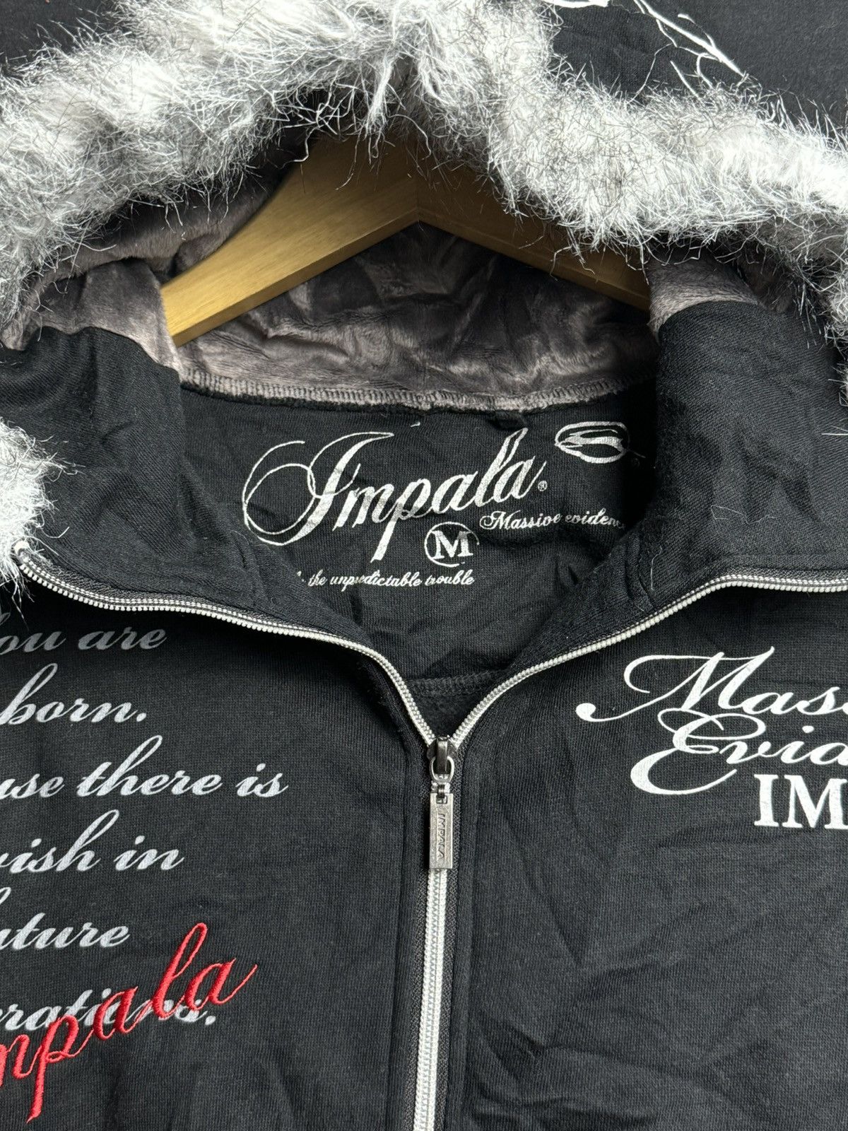 If Six Was Nine × Japanese Brand × Le Grande Bleu (L.G.B.) Faux Fur Japanese Poem Impala Hoodie Size US L / EU 52-54 / 3 - 6 Thumbnail