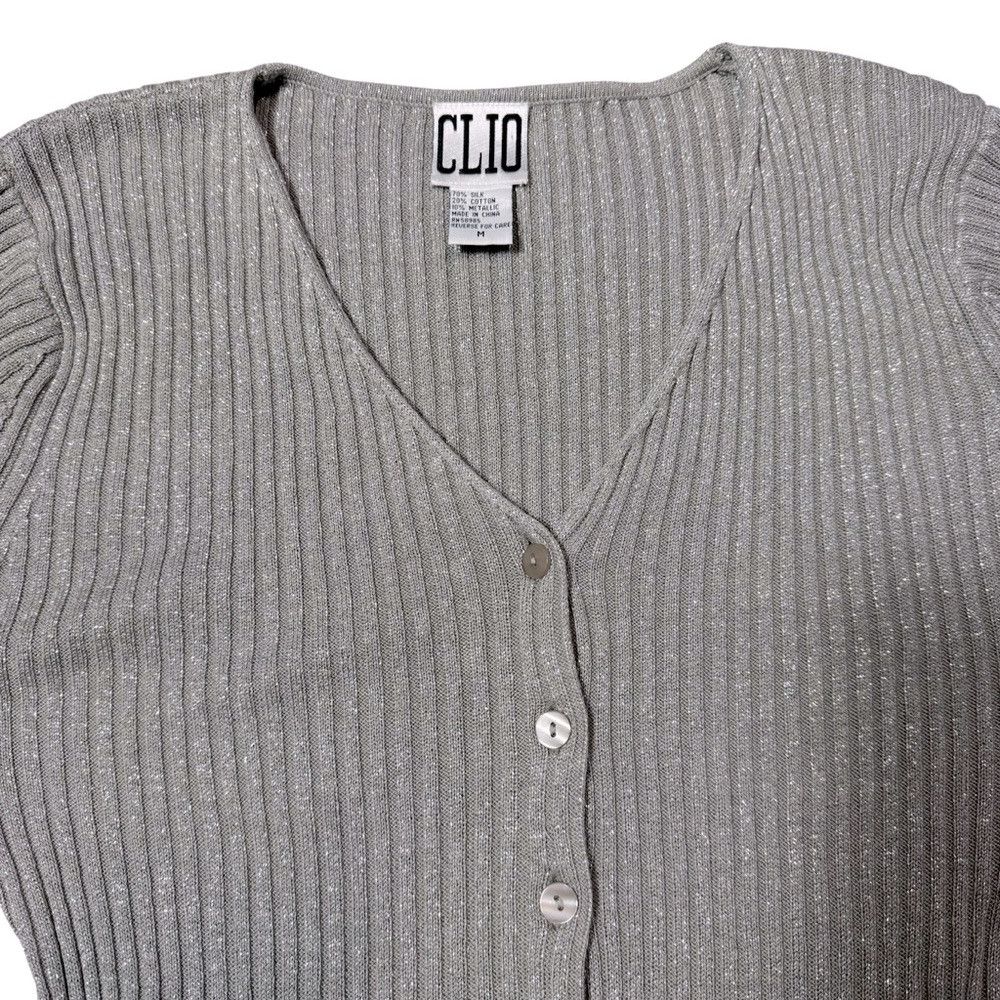 Other Vintage Clio Silk Knit Sparkle Long Sleeve Cardigan Size M Size M / US 6-8 / IT 42-44 - 7 Thumbnail