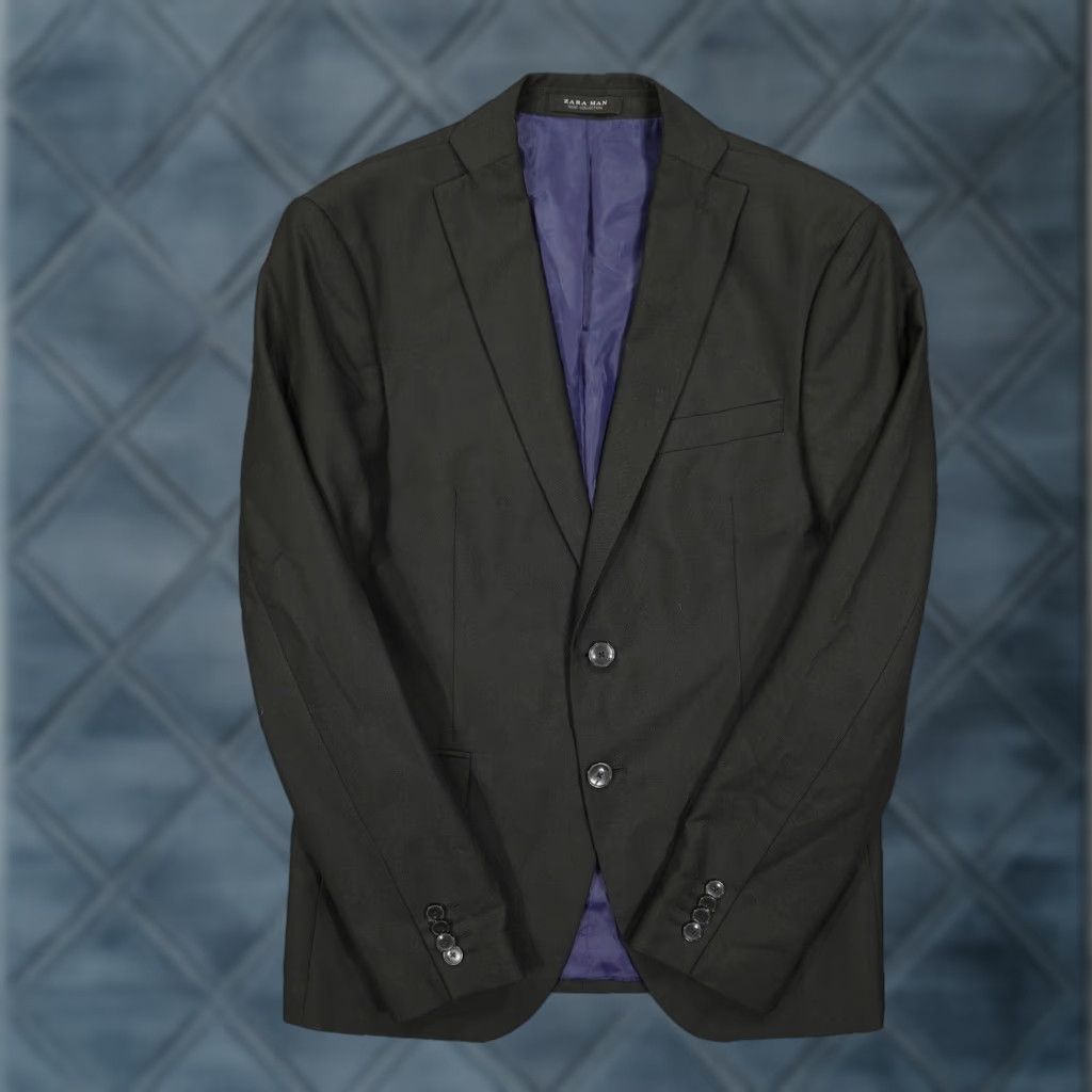 Zara VINTAGE? No — Zara Man Basic Collection Blazer Mens 36 Black Two Button Suit Jacket Lined Size 36R - 1 Thumbnail