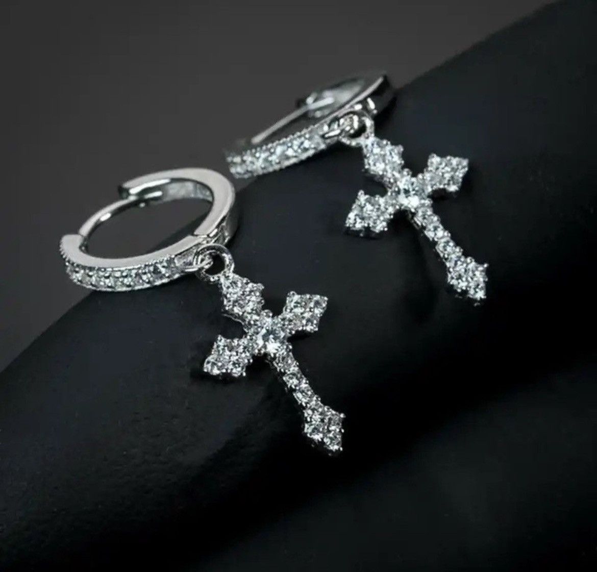 Jewelry Crystal Cross earrings （1pairs） Size ONE SIZE - 1 Thumbnail
