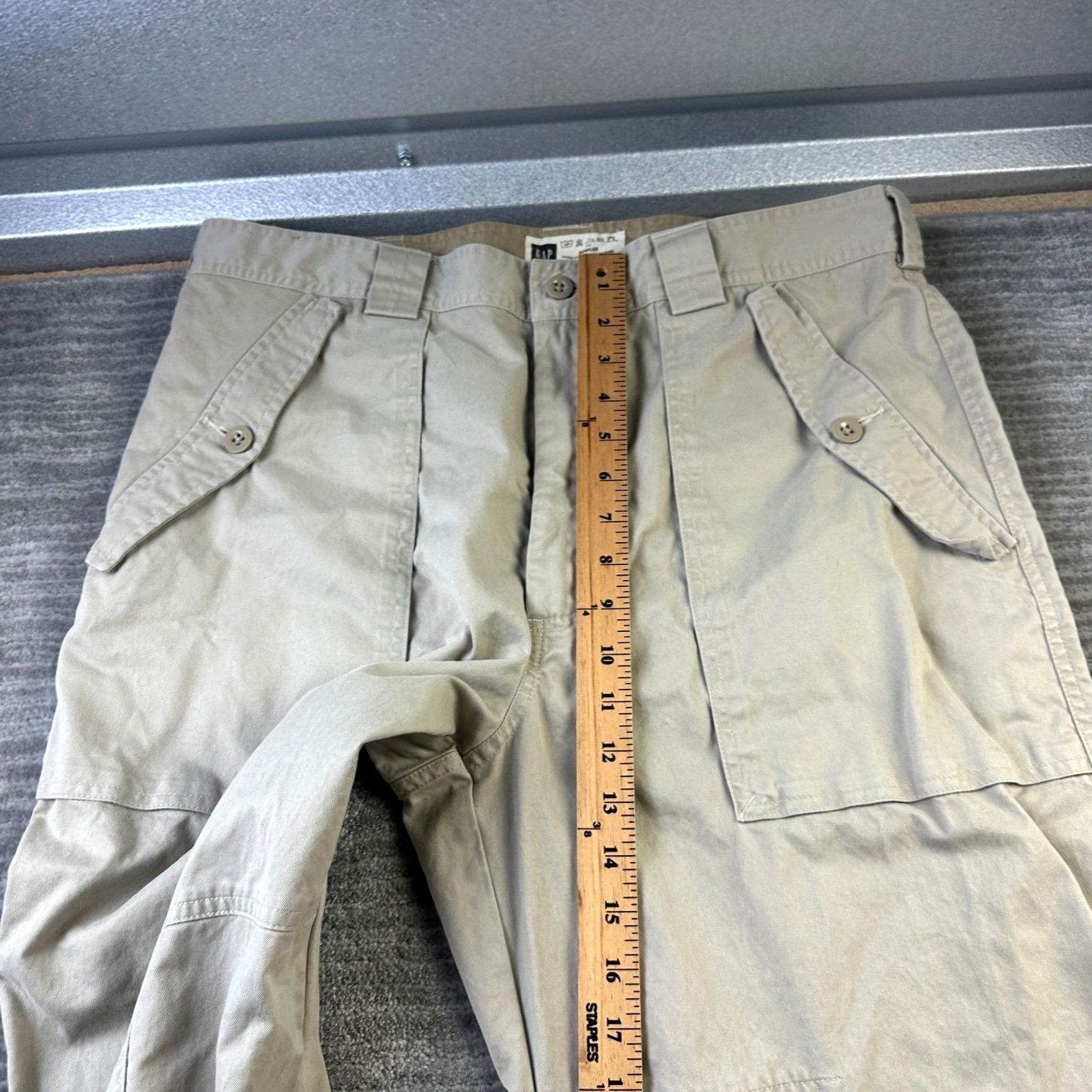 Gap VINTAGE Gap Pants Mens 36x32 Beige Tan Paratrooper Cargo Pants Canvas Cotton Straight Loose 5-Pocket Army Bagladesh 90s Mens Size US 36 / EU 52 - 7 Thumbnail