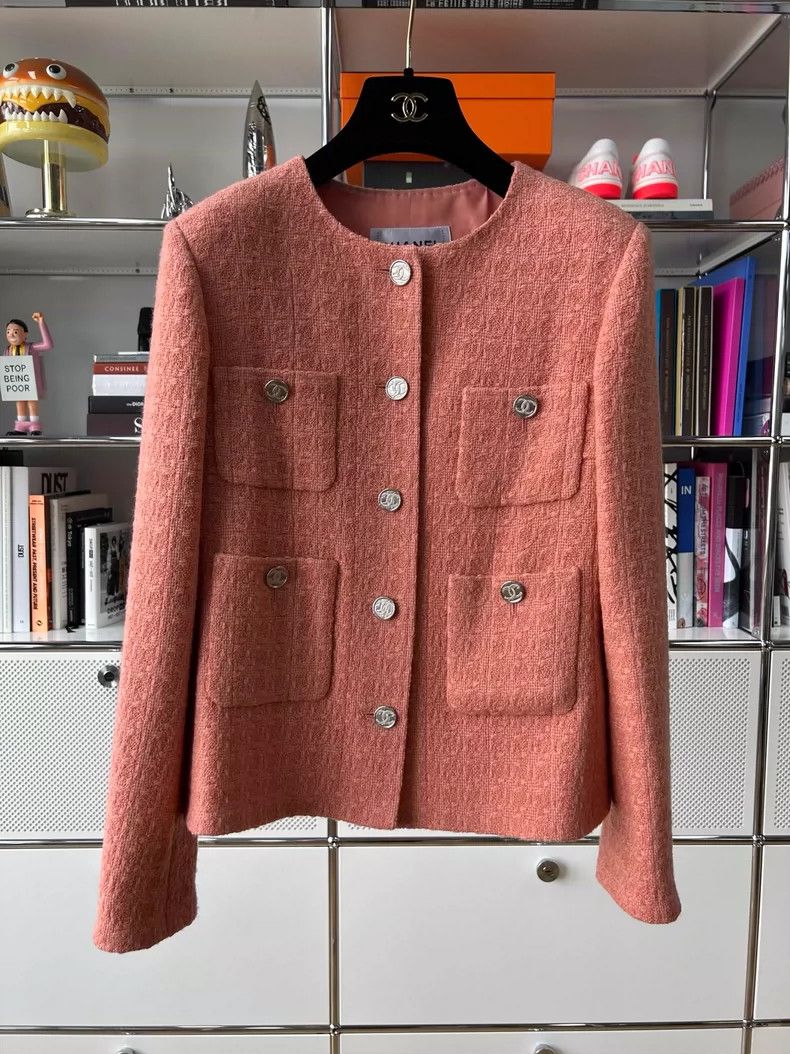 Chanel Chanel Salmon Woven Round Neck Four Pocket Jacket - dmc Size US XS / EU 42 / 0 - 1 Thumbnail