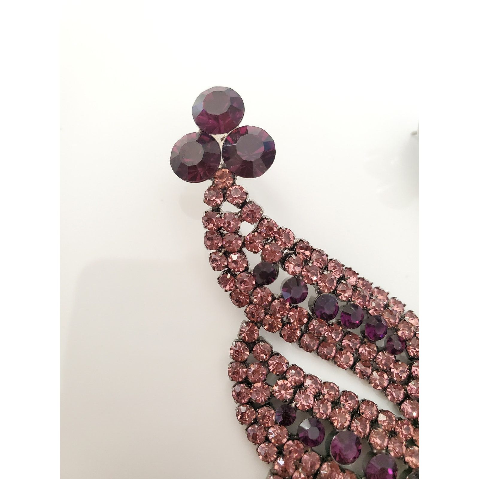 Other Long Purple Dangle Rhinestone Earrings Size ONE SIZE - 3 Thumbnail
