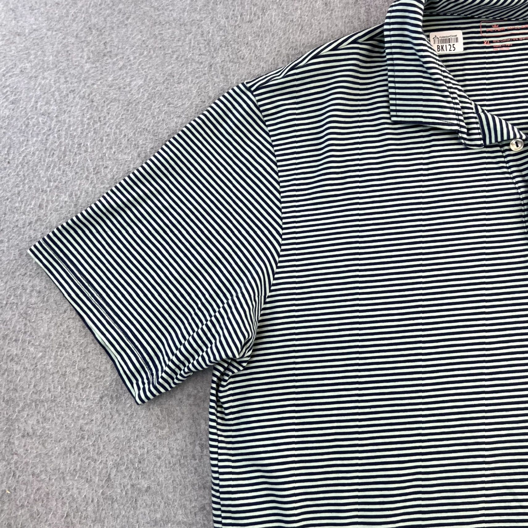 Peter Millar Peter Millar Polo Shirt Mens XL Navy Striped Cotton Stretch Golf Pocket Shirt Mens XL Navy Blue Striped Polo Size US XL / EU 56 / 4 - 6 Thumbnail