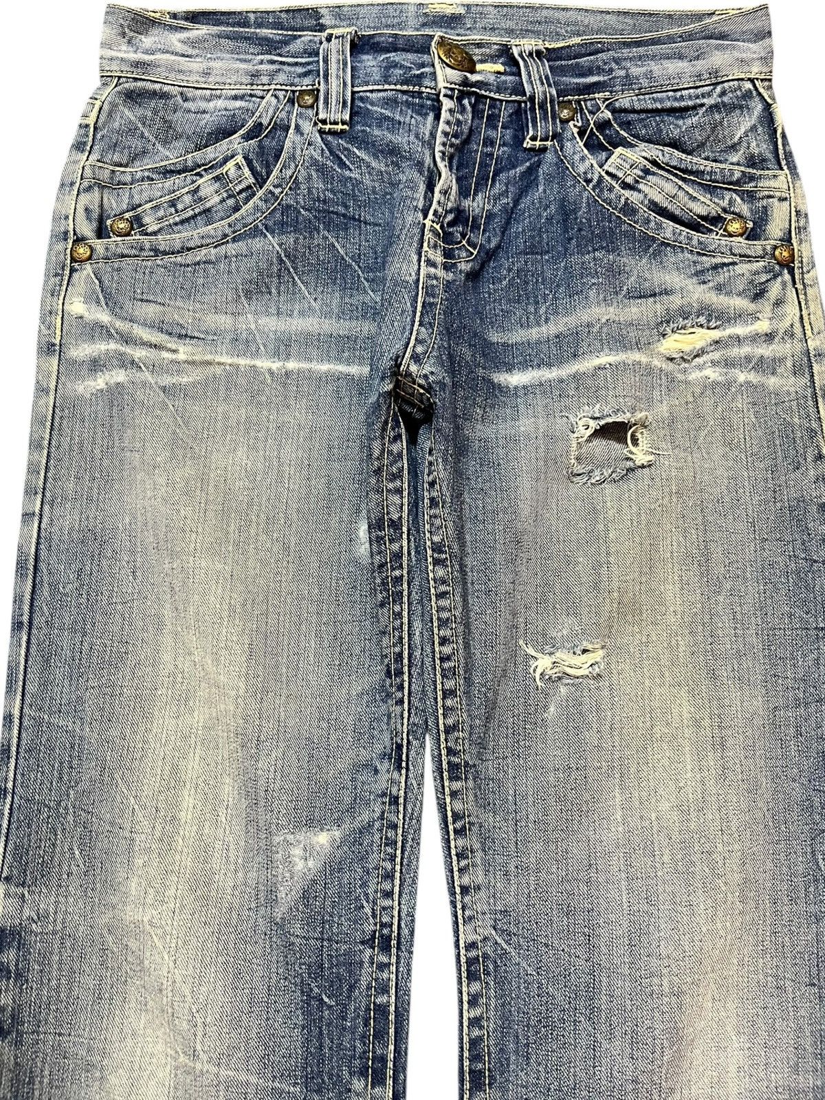 Japanese Brand Vintage Japanese Brand Faded Honeycomb Distressed Denim Size US 30 / EU 46 - 2 Thumbnail