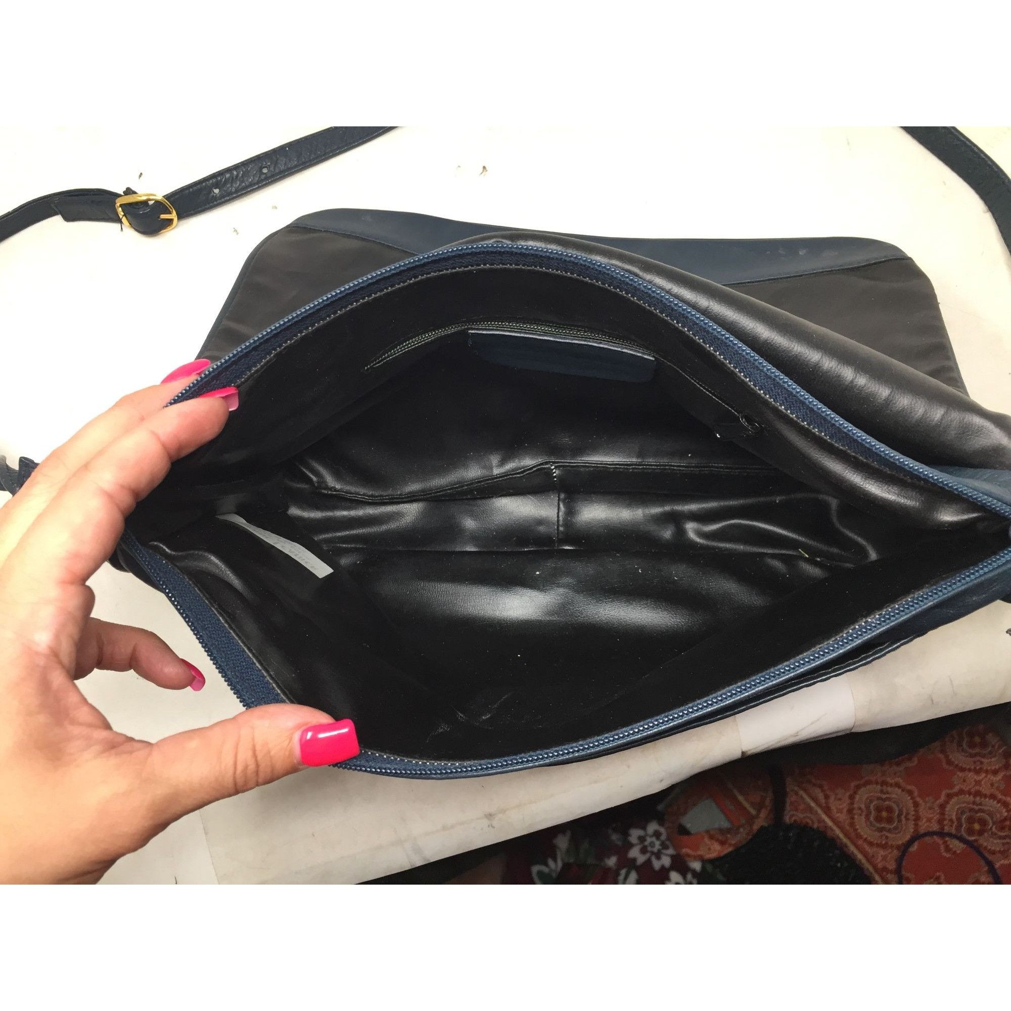Other SABRINA Women's Navy Blue Leather Purse with Long adjustable Size ONE SIZE - 13 Thumbnail