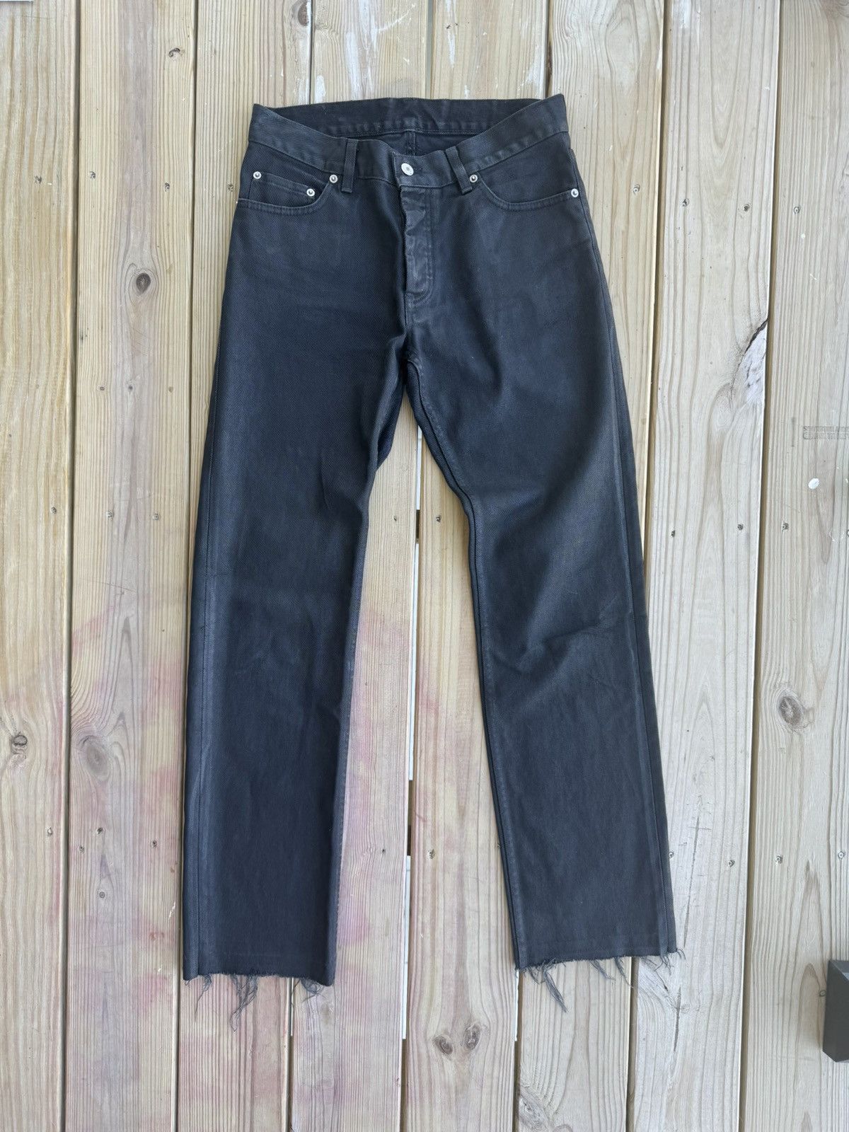 Pre-owned Helmut Lang 1999 Waxed Coated Denim In Black