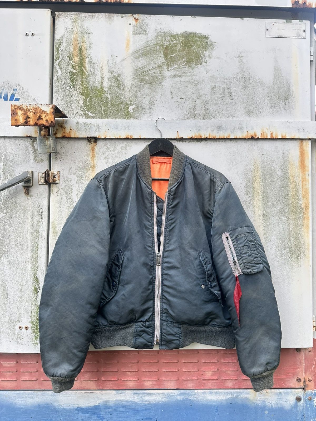 Vintage 🪖THRASHED Faded MA-1 Man Intermediate Bomber Jacket Size US M / EU 48-50 / 2 - 2 Thumbnail