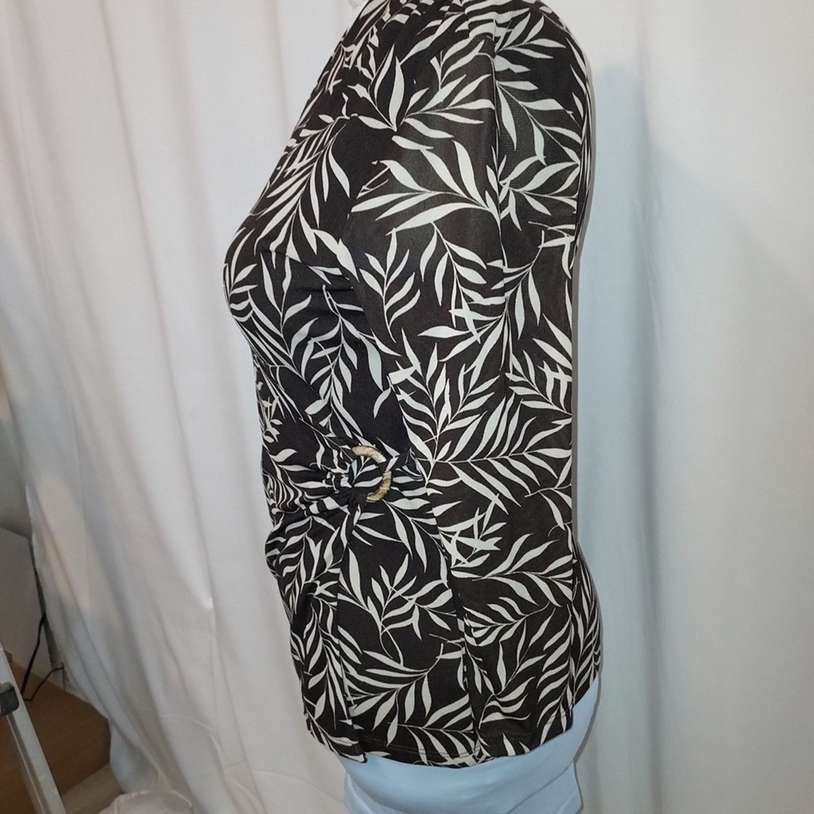 Other Charter Club Nylon Black White Tropical Blouse Shirt Top Size M / US 6-8 / IT 42-44 - 8 Thumbnail