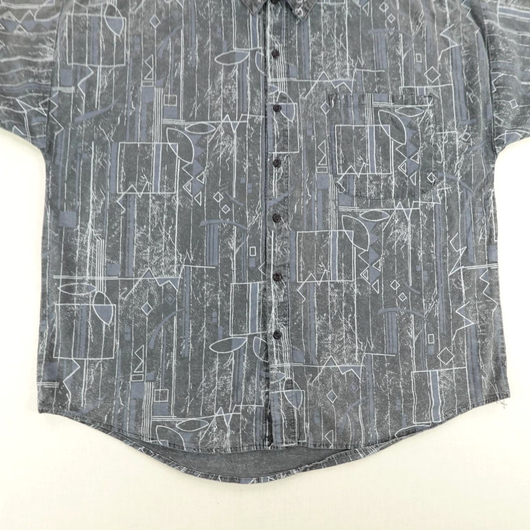 Vintage VINTAGE Frank Shirt Men Large Gray Geometric Abstract 90s Short Sleeve Casual Button-Up Size US L / EU 52-54 / 3 - 4 Thumbnail