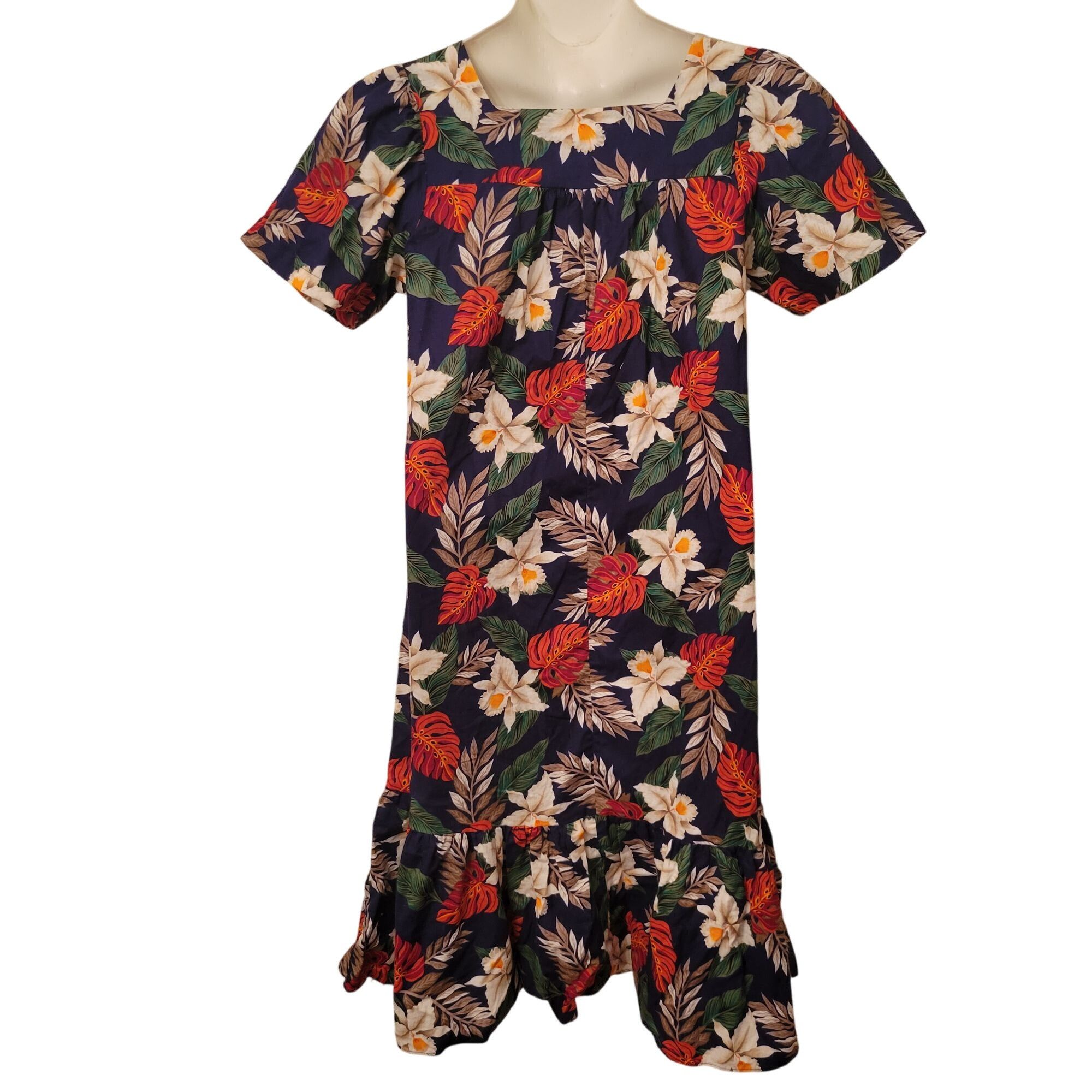 Vintage New Horizons Hawaiian Floral Dress L Muu Muu Summer Cruise V Size L / US 10 / IT 46 - 4 Thumbnail
