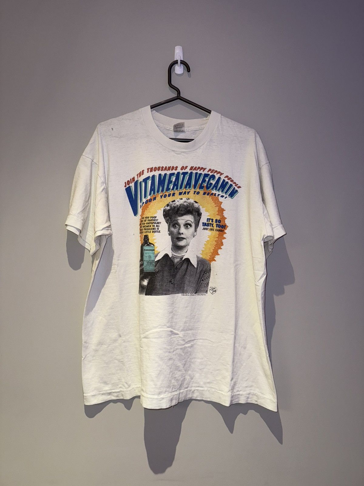 Vintage Vintage 90s I Love Lucy Vitameatavegamin 1992 CBS Promo Tee Size US XL / EU 56 / 4 - 1 Thumbnail