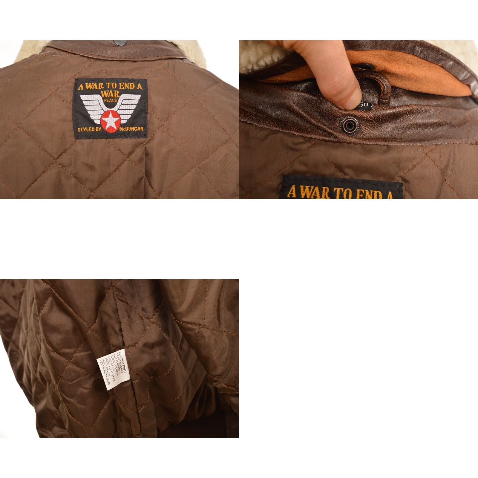 Vintage DDP McDuncan Air Force Brown Leather Aviator Jacket Size 50 Mens Bomber Jacket Leather Brown 50 Vintage Bay? Size US M / EU 48-50 / 2 - 8 Thumbnail