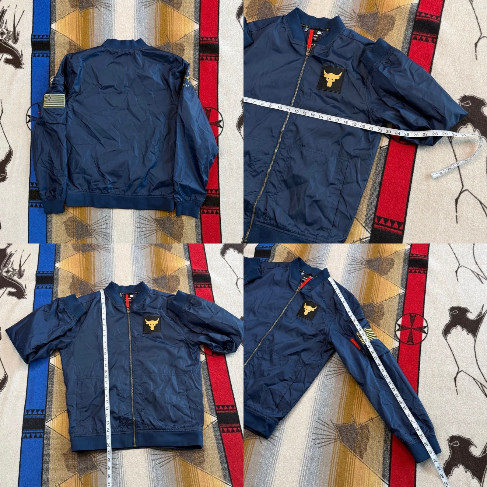 Under Armour Under Armour Project Rock Navy Veterans Day Respect Freedom Jacket Mens M Blue Bomber Jacket Zip Regular Coat Size US M / EU 48-50 / 2 - 8 Thumbnail