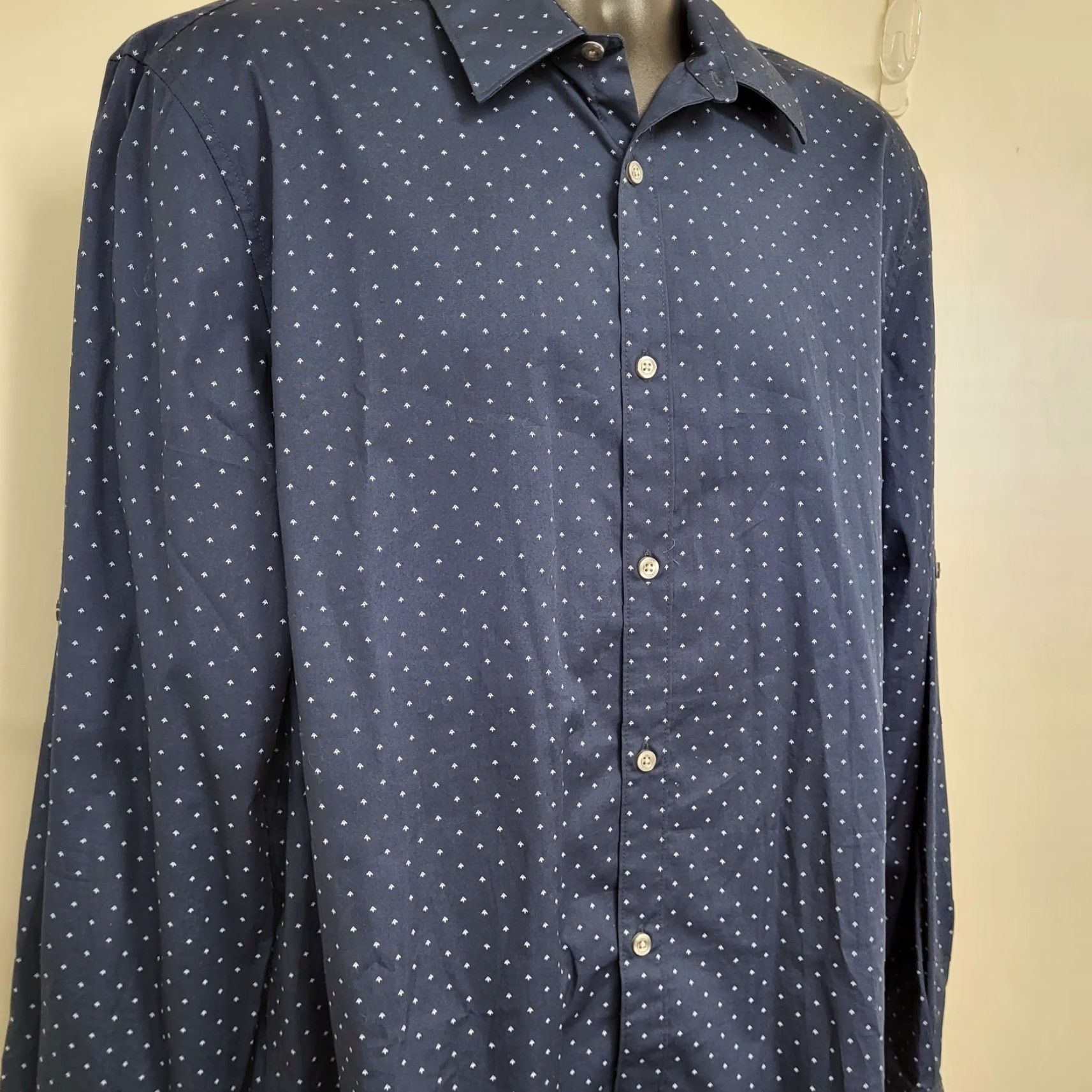 Perry Ellis VINTAGE Perry Ellis Shirt Men's XL Blue/White Arrowhead Print Long Sleeve Button-Up Size US XL / EU 56 / 4 - 3 Thumbnail