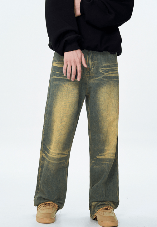 Japanese Brand × Jean Vintage men's whisker washed loose distressed cleanfit jeans Size US 32 / EU 48 - 4 Thumbnail