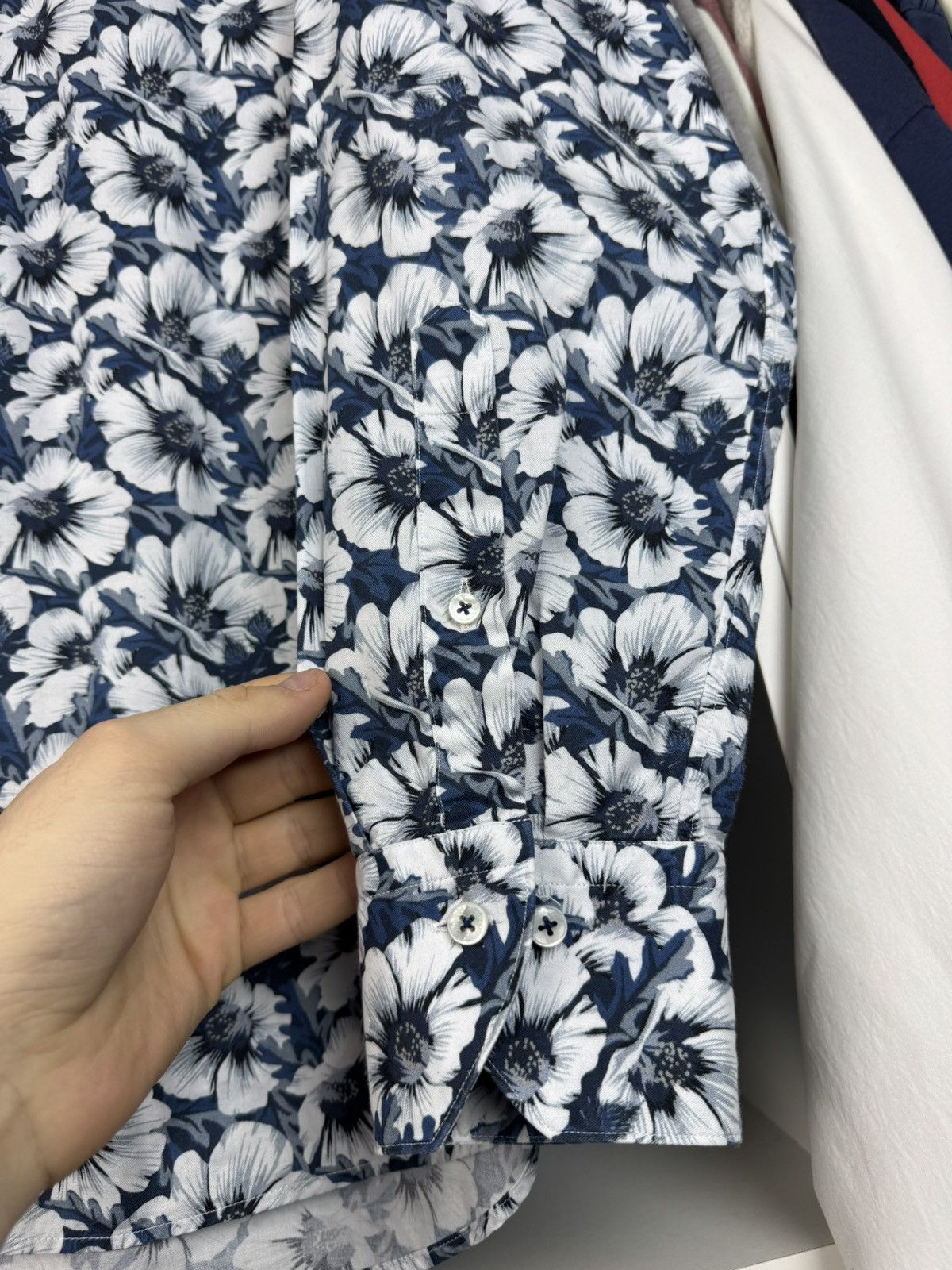 Strenstroms Stenströms Fitted Body Floral Print LS Shirt Size 17.5/44 Size US XL / EU 56 / 4 - 16 Thumbnail