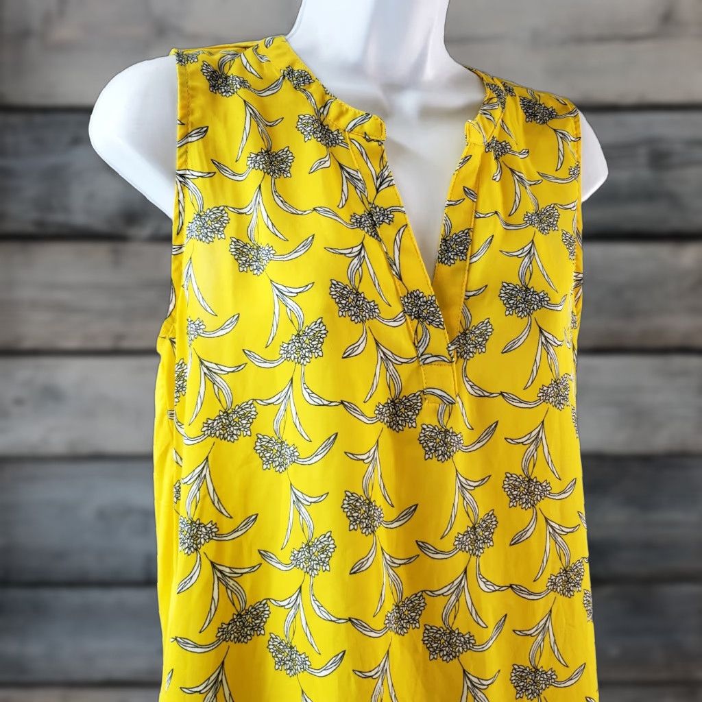 Vintage Papermoon Womens Blouse Fayette Mixed Material Sz S Yellow Floral Shirt Sleeveless Pullover VINTAGE No Size S / US 4 / IT 40 - 1 Thumbnail