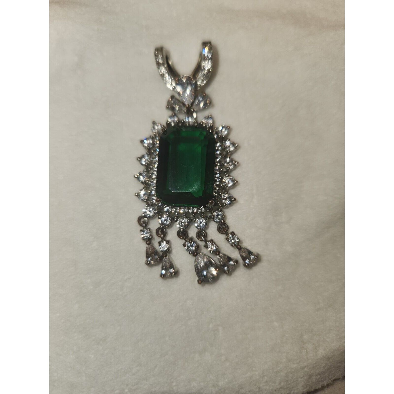 Other vintage fabulous silver tone green & clear stones very large Size ONE SIZE - 3 Thumbnail