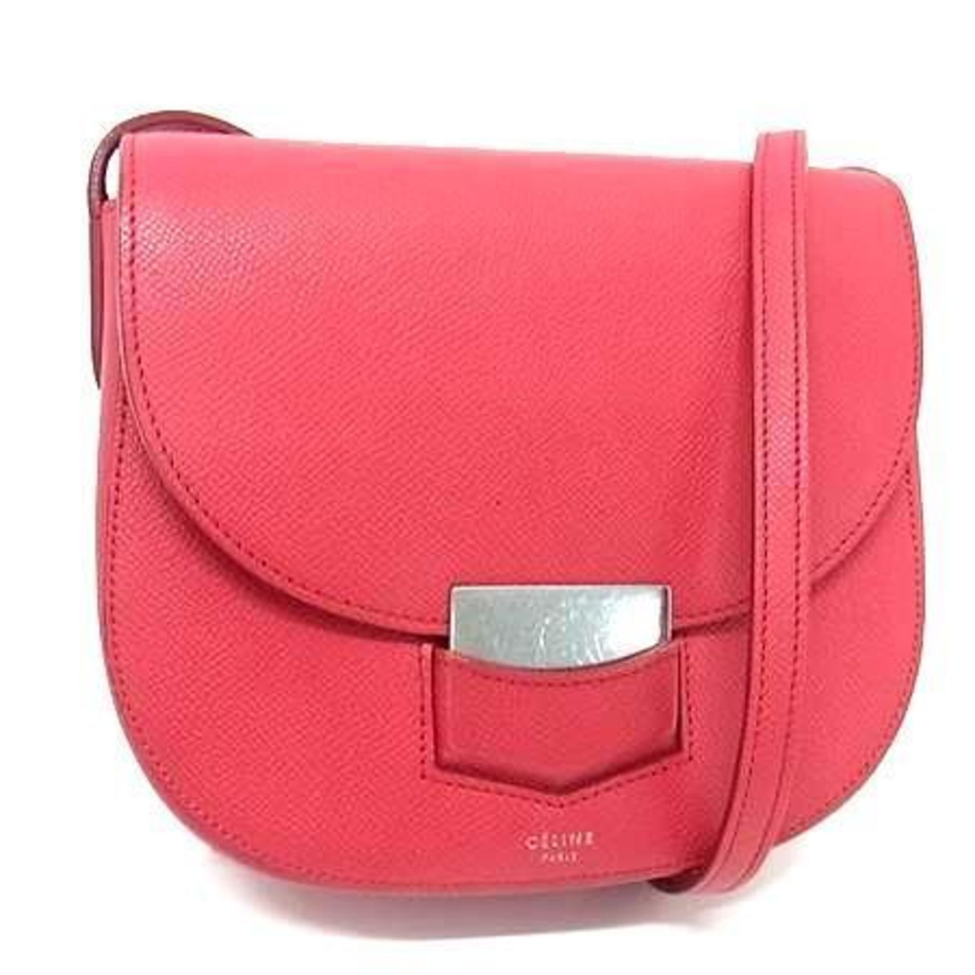 Celine CELINE Trotter Small Shoulder Bag in Pink Red Leather and Fuchsia Size ONE SIZE - 1 Thumbnail