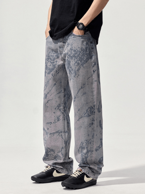 Japanese Brand × Jean Trendy heavy distressed straight loose tie-dyed jeans Size US 32 / EU 48 - 2 Thumbnail