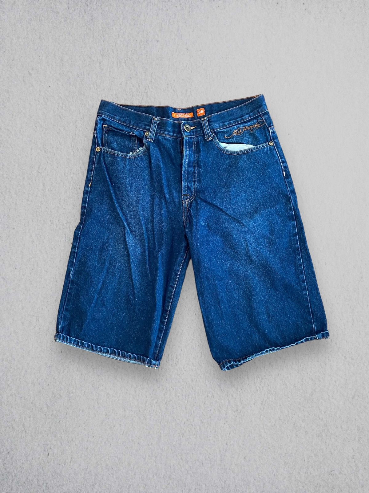 Ed Hardy × Vintage Vintage Ed Hardy ‘Death Before Dishonor’ Embroidered Jorts Size US 36 / EU 52 - 5 Thumbnail