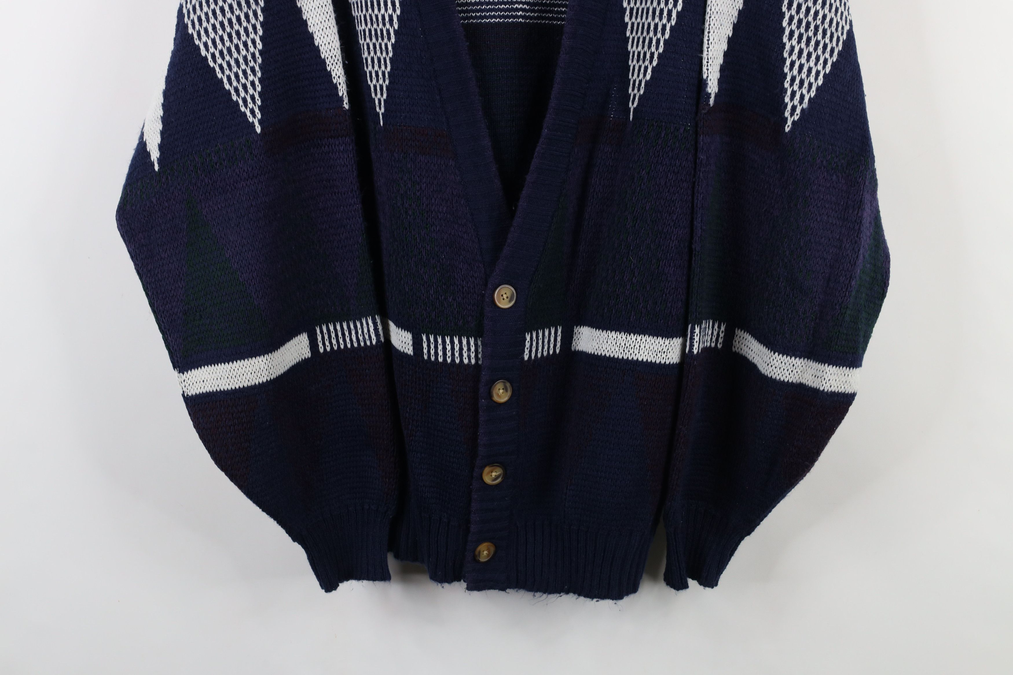 Vintage Vintage 90s Coogi Style Geometric Knit Cardigan Sweater Size US XL / EU 56 / 4 - 3 Thumbnail