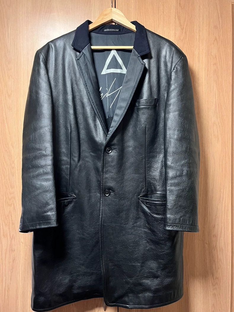 Yohji Yamamoto Yohji Yamamoto Yohji Yamamoto Black Leather Coat for Sale Size US L / EU 52-54 / 3 - 1 Thumbnail