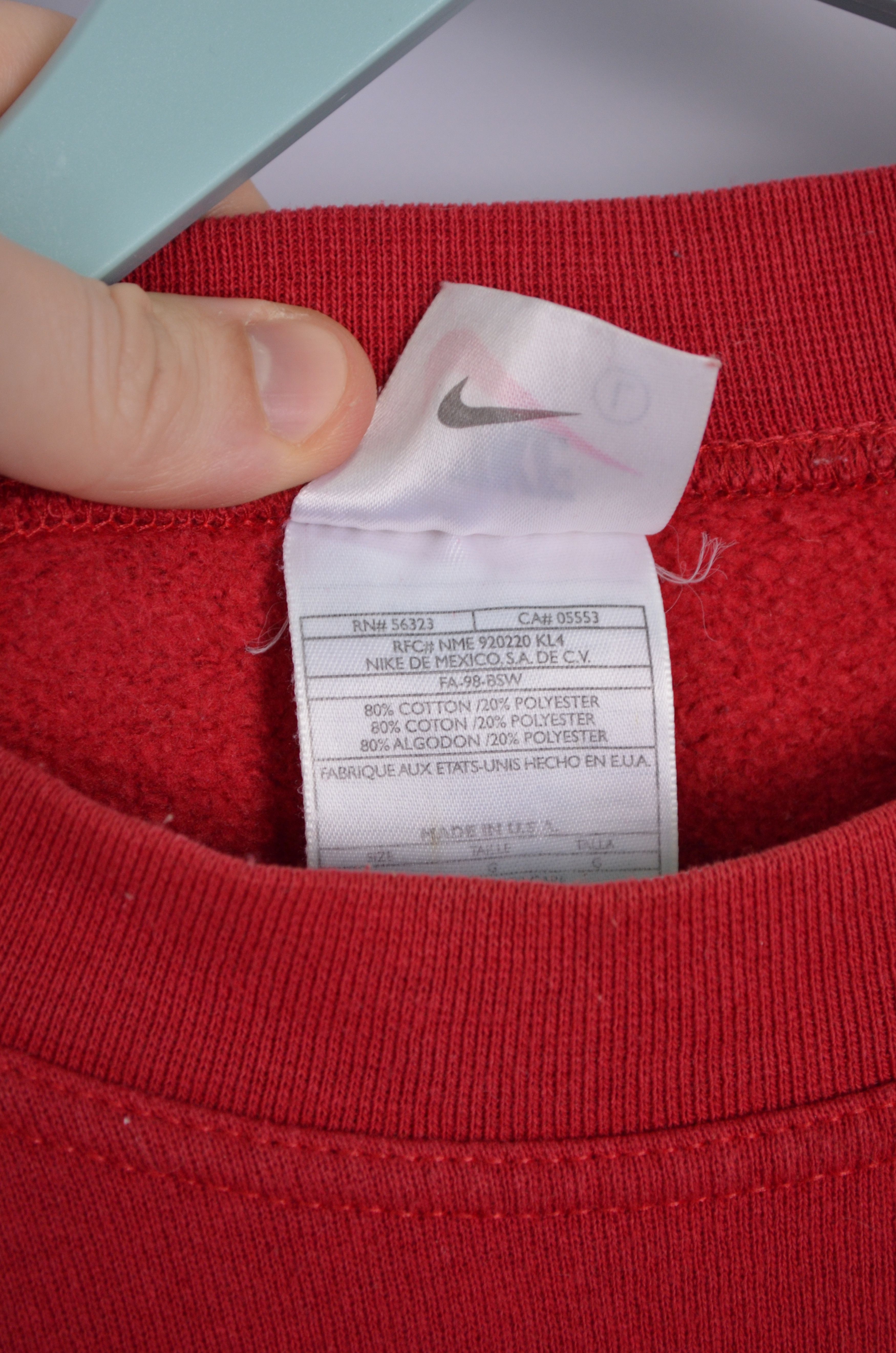 Designer × Nike × Vintage Nike Big Logo Sweatshirt Red Size L Vintage Made in USA 90s Size US L / EU 52-54 / 3 - 6 Thumbnail