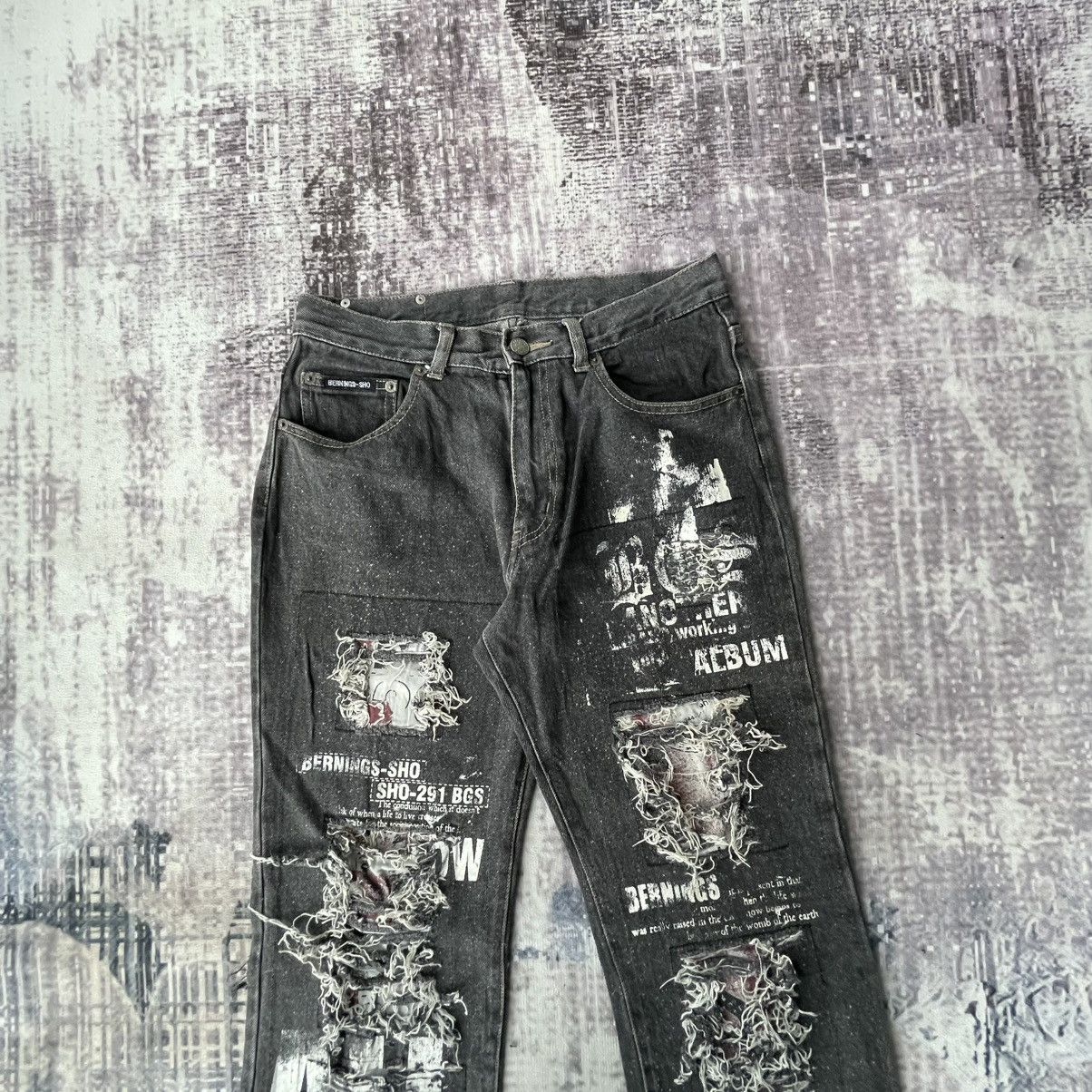 BERNINGS SHO Vintage Distress Bernings Sho Flare Bondage Punk Jeans Size US 28 / EU 44 - 3 Thumbnail