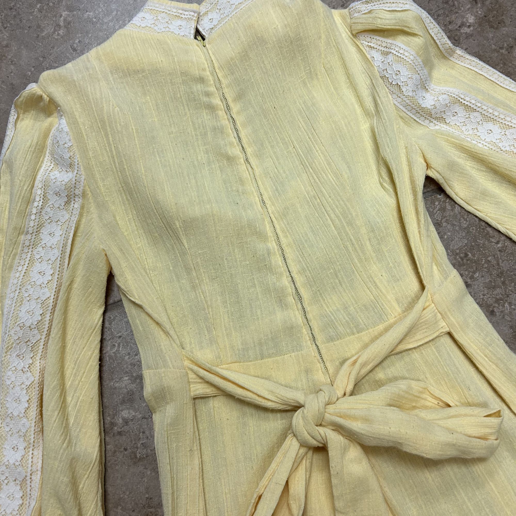 Handmade 70's Gunne Sax Style Prairie FLORAL LACE Wedding Maxi Dress Size S / US 4 / IT 40 - 19 Thumbnail