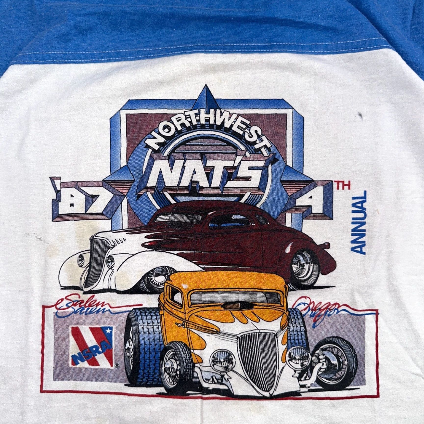 Vintage VINTAGE 1987 Nats Northwest Salem Oregon Racing Hot Rod T-Shirt Men's Large White 80s Graphic Prime Size US L / EU 52-54 / 3 - 2 Thumbnail