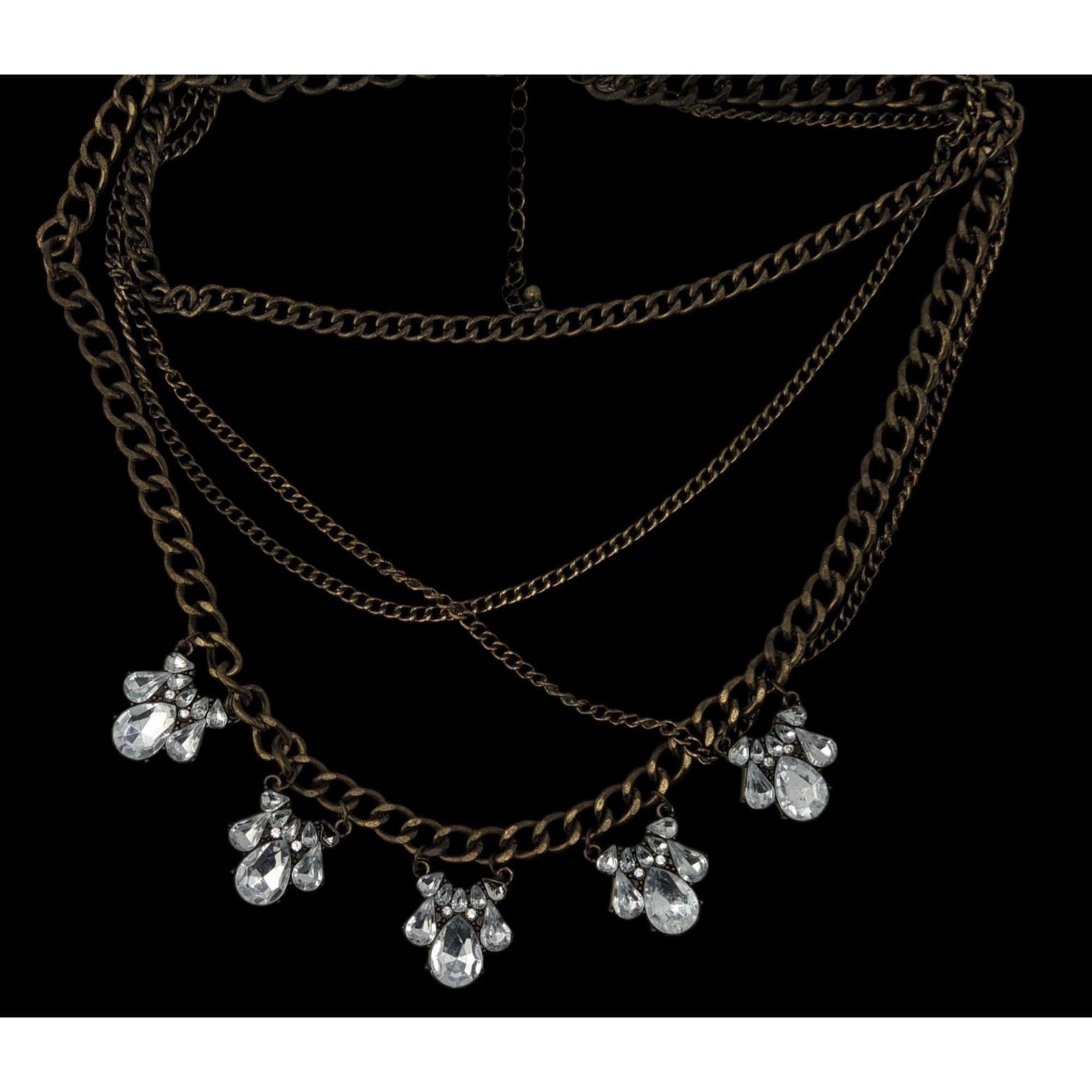 Other Vintage 90s Floral Glam Multi-Layered Necklace With Crystal Size ONE SIZE - 3 Thumbnail