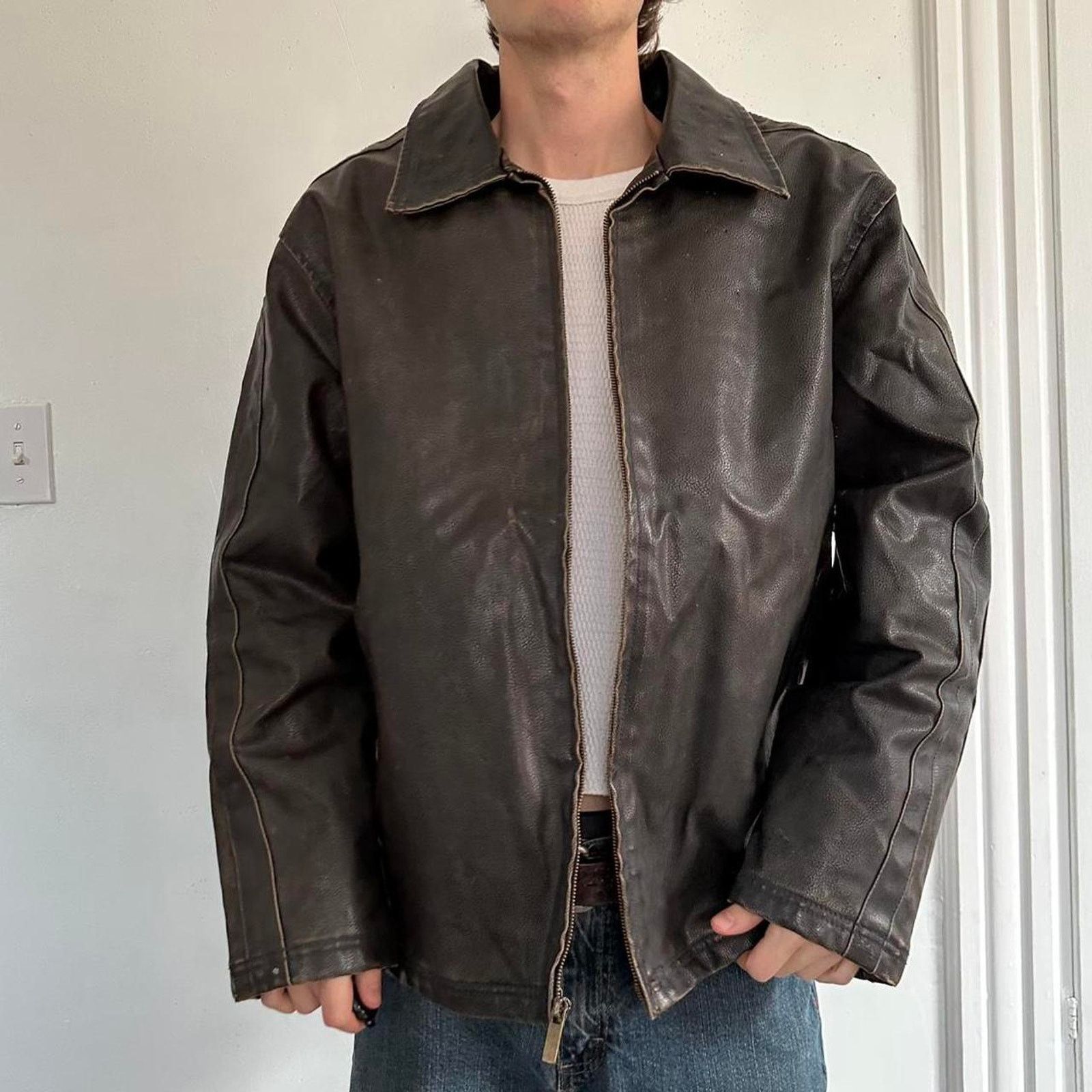 Vintage Vintage 90s Biker USA POW Marines Army Leather Biker Jacket Size US XL / EU 56 / 4 - 7 Thumbnail