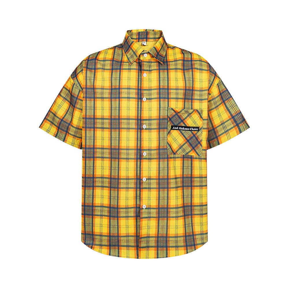 Japanese Brand Men's American Retro Plaid Shirt with Letter Embroidery Size US M / EU 48-50 / 2 - 1 Thumbnail