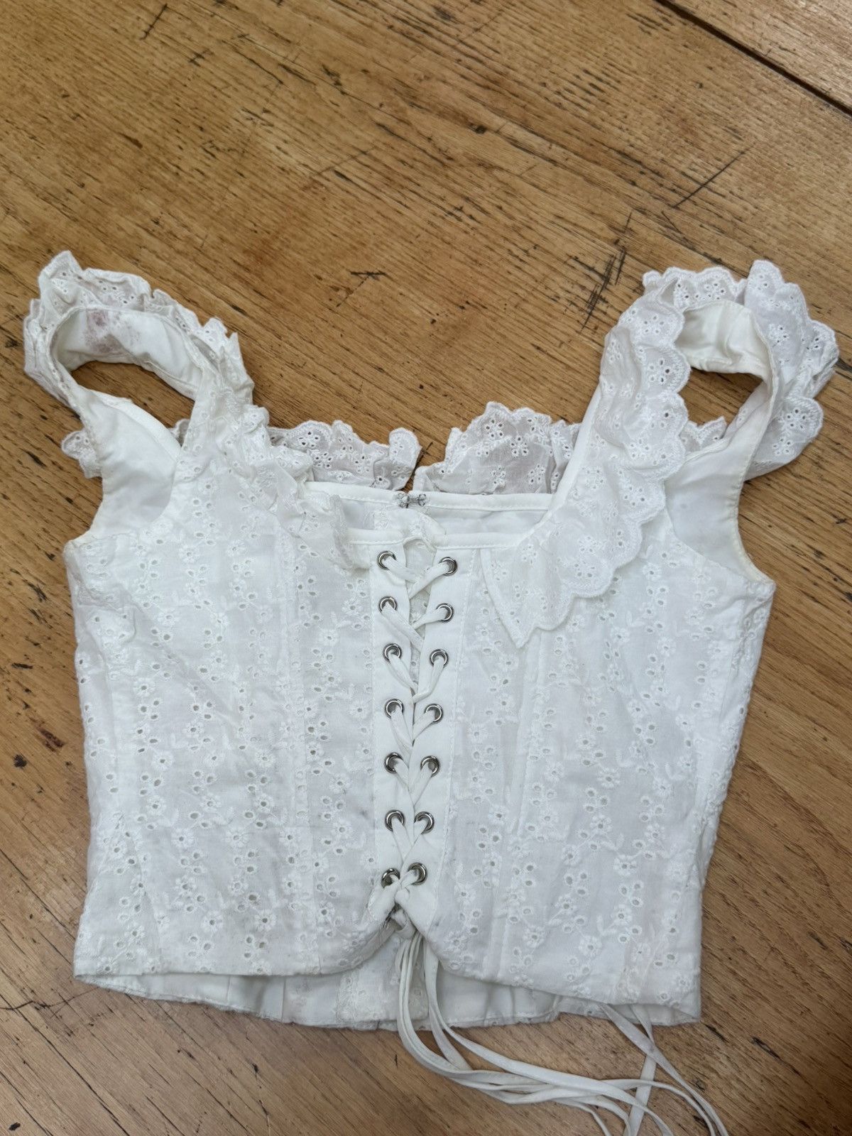 Other White Eyelet Bustier Corset Crop Top Size S / US 4 / IT 40 - 2 Thumbnail