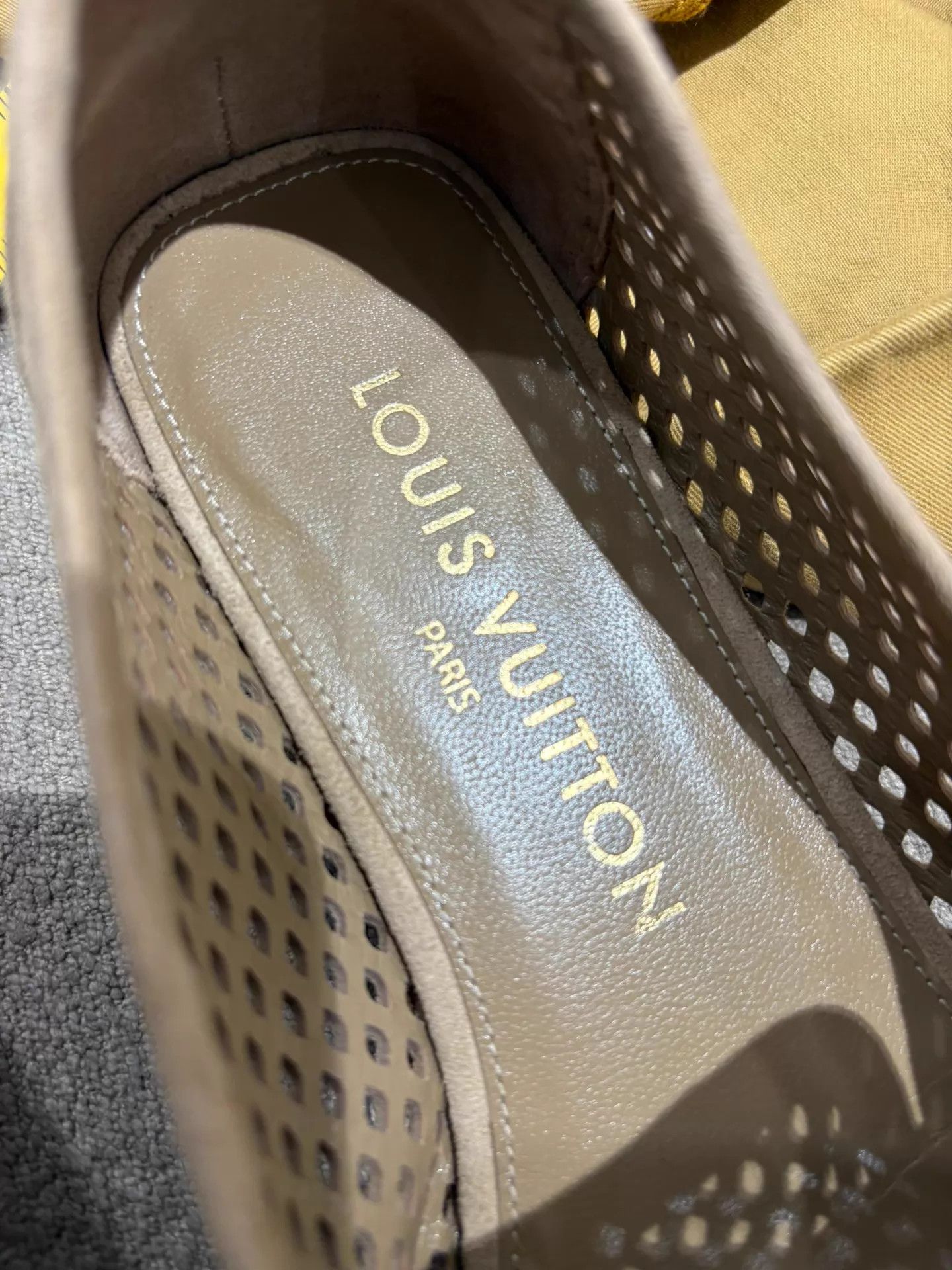 Louis Vuitton Louis Vuitton Beige Suede Perforated Loafer Size US 7 / IT 37 - 4 Thumbnail