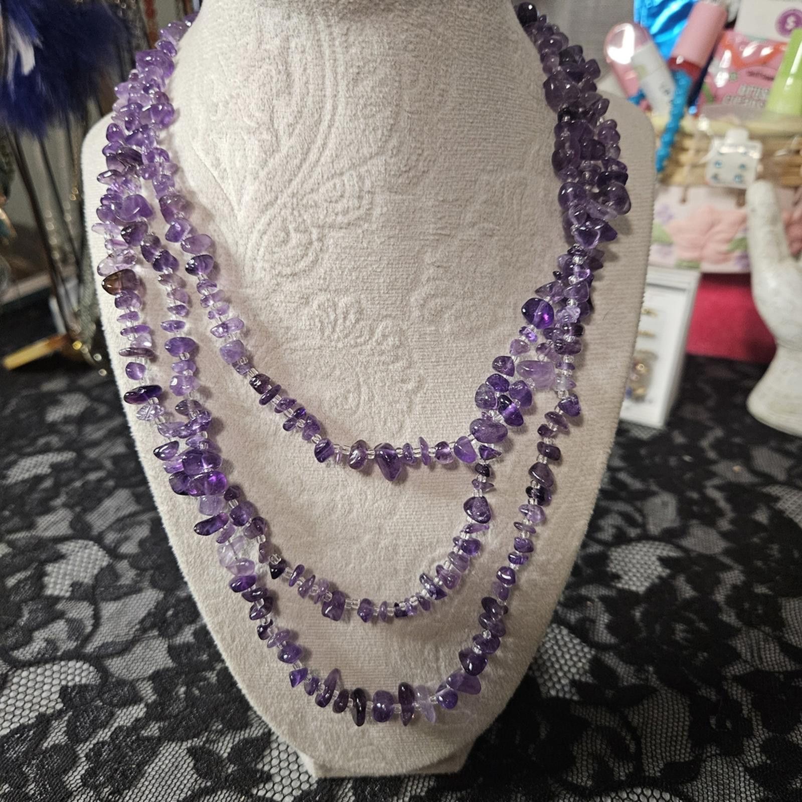 Other Amethyst Chip Beaded Necklace - Purple Size ONE SIZE - 1 Thumbnail