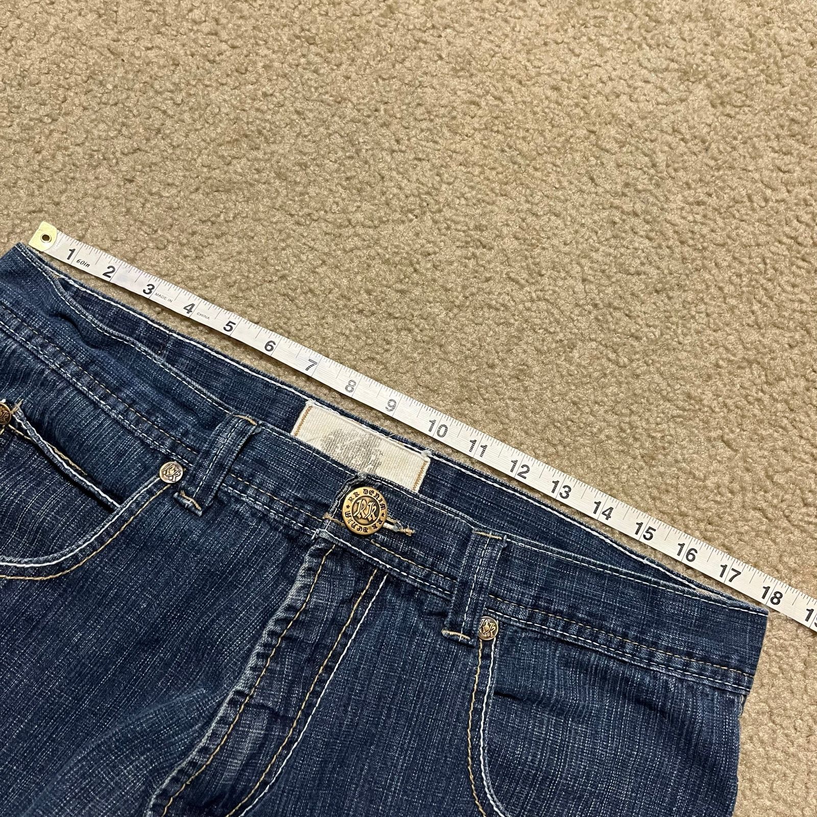 Other Y2K Rich Kids Baggy Skater Embroidered Dark Blue Jeans 36x32 Size US 36 / EU 52 - 5 Thumbnail