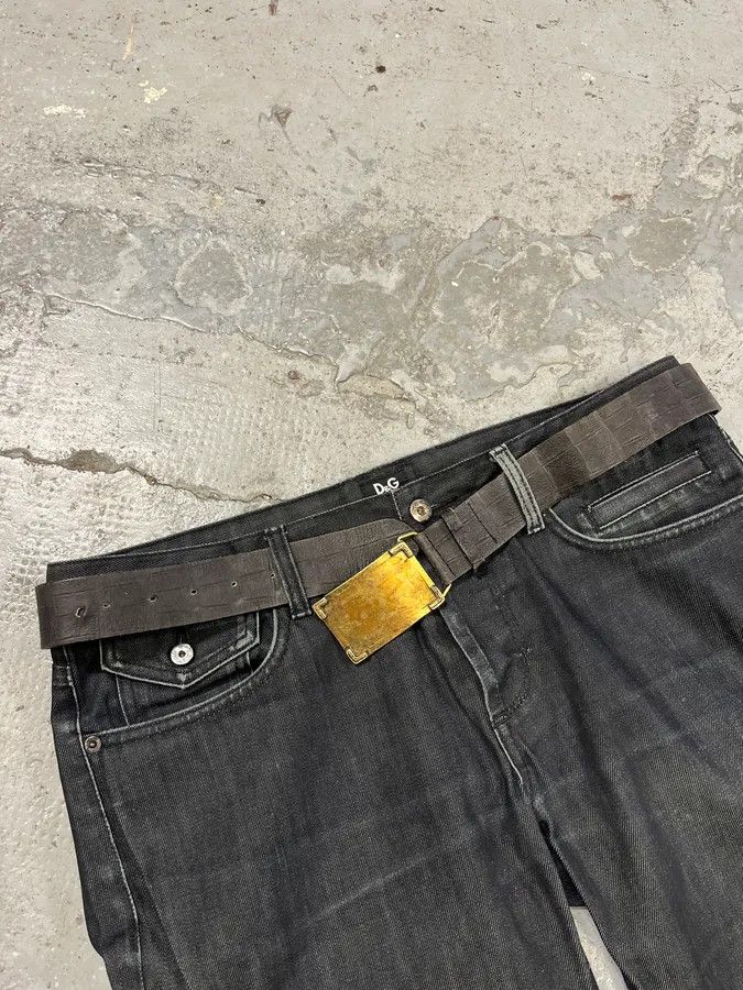 Roberto Cavalli 2000s Cavalli Golden Brut Rectangle Black Leather Belt Size ONE SIZE - 3 Thumbnail