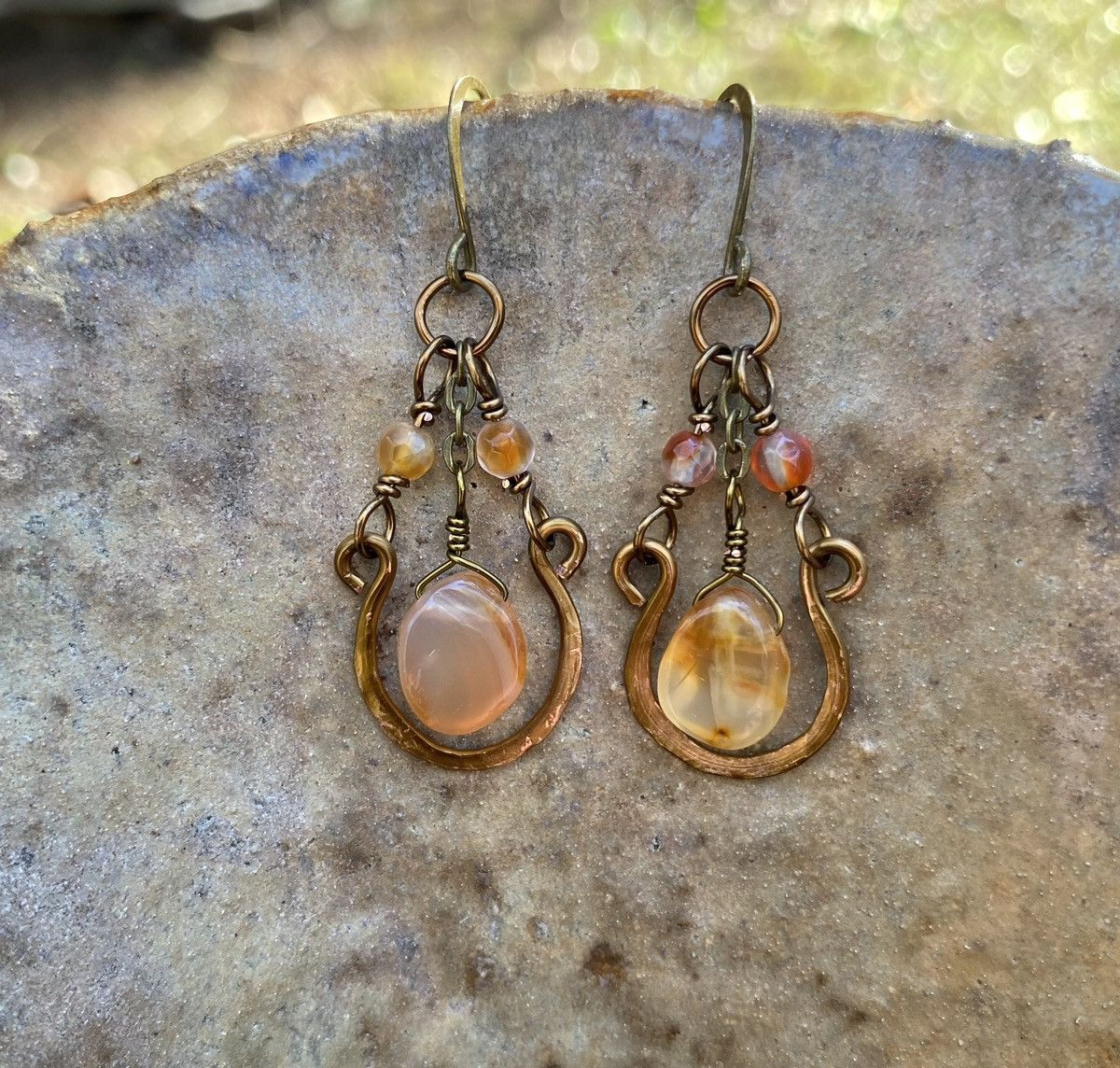 Handmade Carnelian Hoop Earrings Size ONE SIZE - 3 Thumbnail