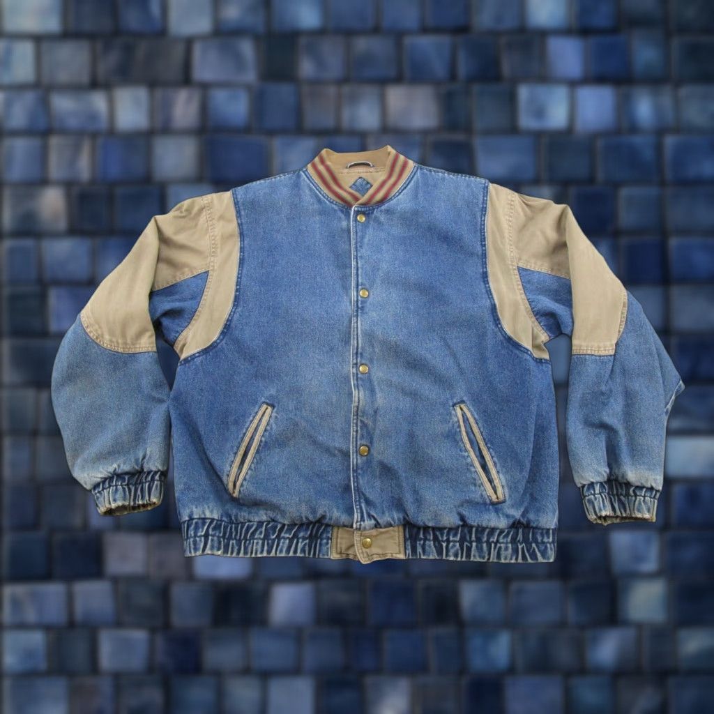 Rails VINTAGE Yukon Trail Denim Bomber Jacket L Men Blue 90s Adventure Outerwear Shirt? Size US L / EU 52-54 / 3 - 1 Thumbnail