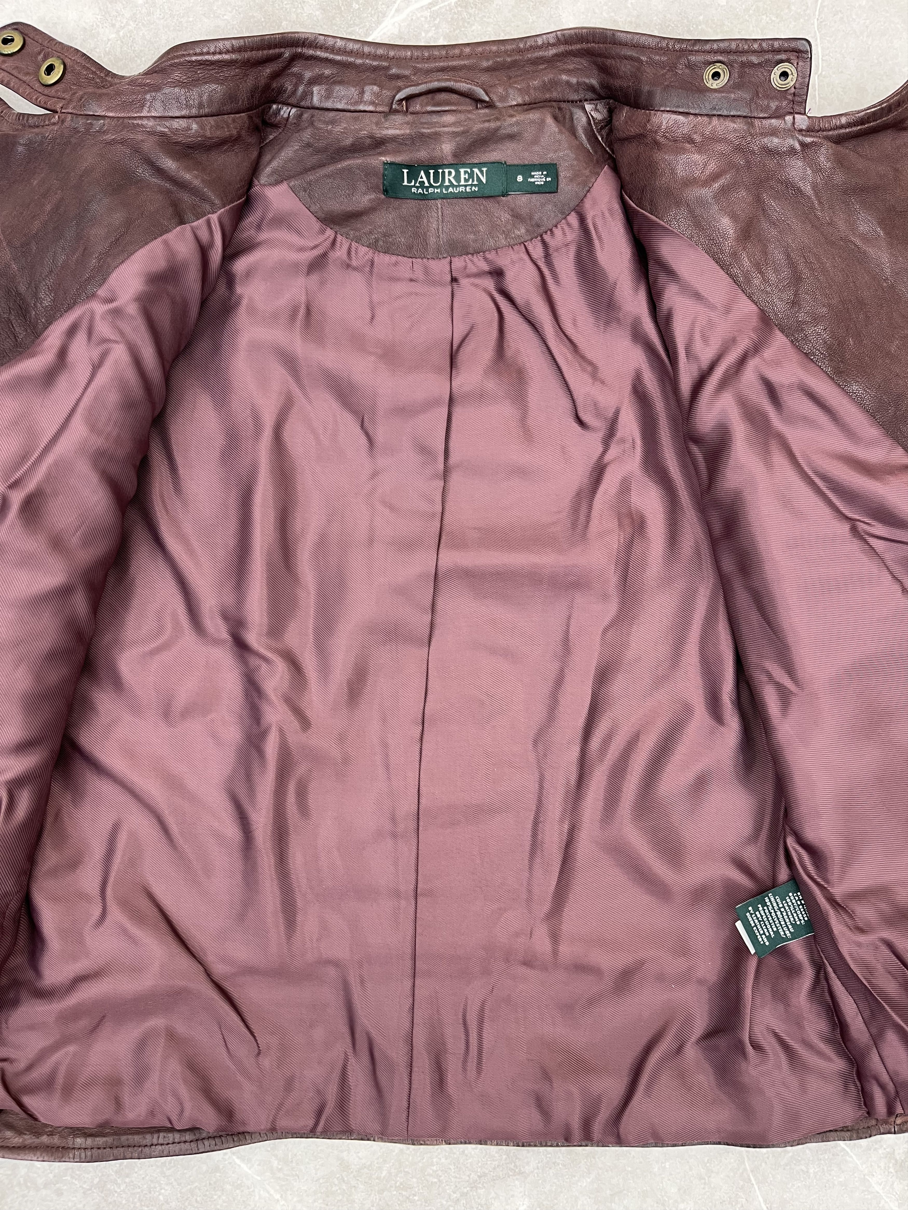 Lauren Ralph Lauren Lauren Ralph Lauren Tumbled Leather Moto Biker Jacket Size M / US 6-8 / IT 42-44 - 6 Thumbnail