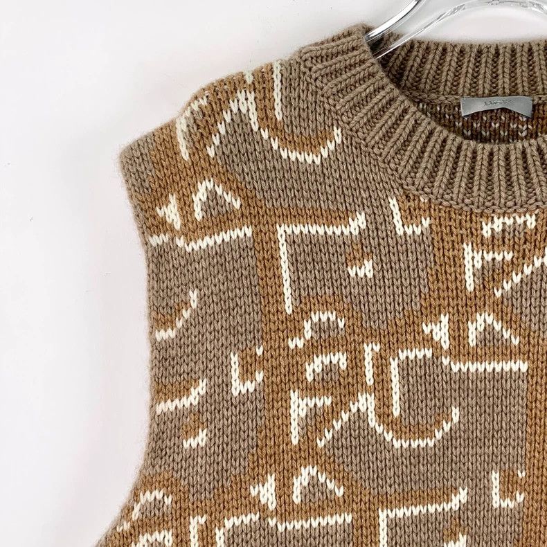 Dior Dior Co-branded 22 brown logo pattern inlaid cashmere roun Size US L / EU 52-54 / 3 - 3 Thumbnail