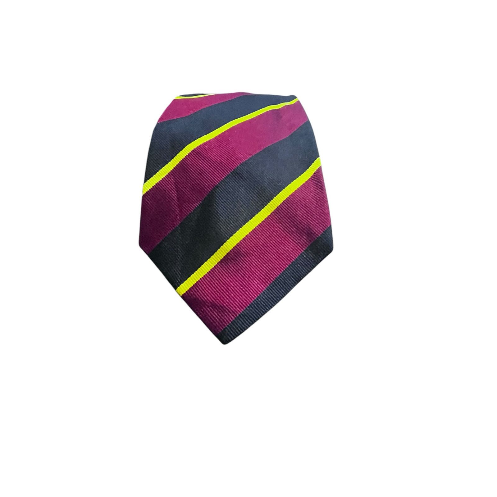 Lands' End Lands' End Maroon Navy Gold Stripe Men's 100% Silk Ties Size ONE SIZE - 2 Thumbnail