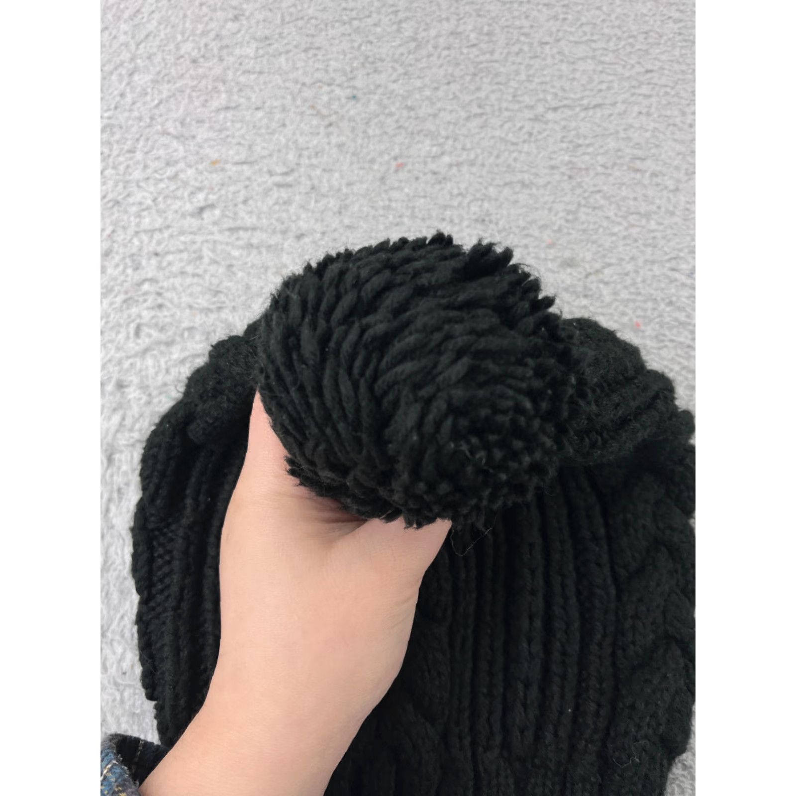 Merona Merona Beanie Womens One Size Black Cable Knit 100% Acrylic Snow Ski Pom Size ONE SIZE - 2 Thumbnail