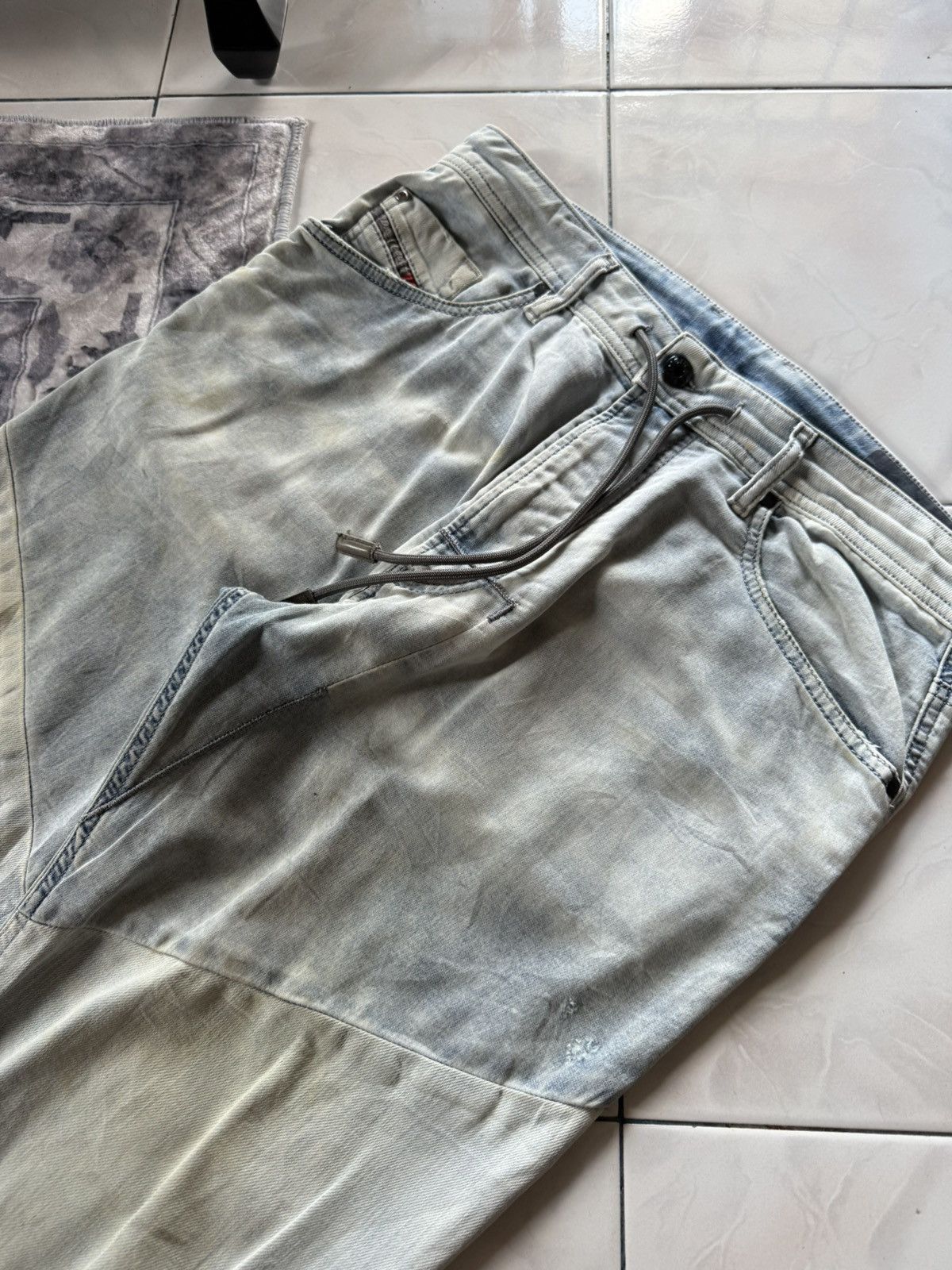 Diesel × Vintage 2000s Diesel Narrot Dr-Ne Denim Hybrid Sweatpants Size US 31 - 4 Thumbnail