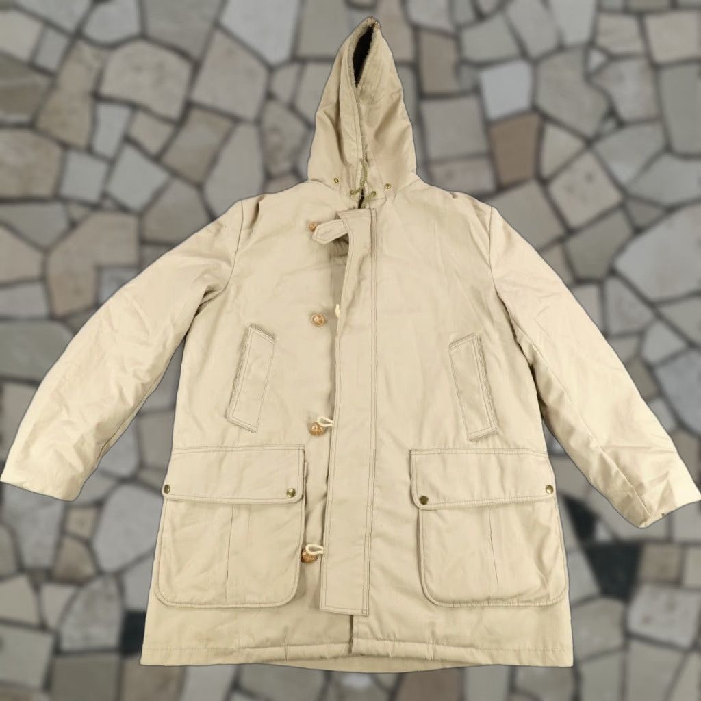 Vintage Shanhouse Jacket Mens 46L Tan Faux Fur Lined Parka Coat Talon Zipper