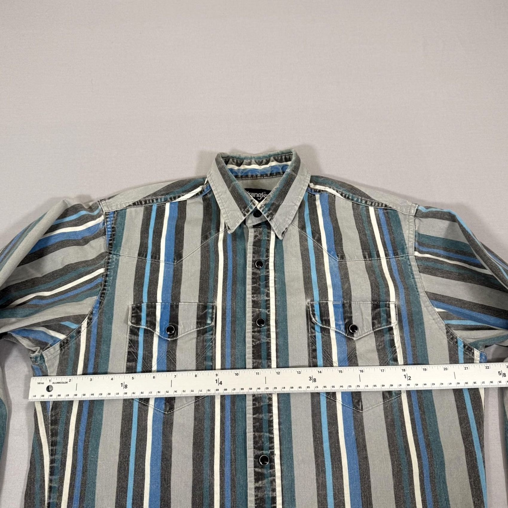 Wrangler VINTAGE Wrangler Shirt Men Medium Brushpopper Stripe Western Pearl Snap 90s Work Size US M / EU 48-50 / 2 - 6 Thumbnail