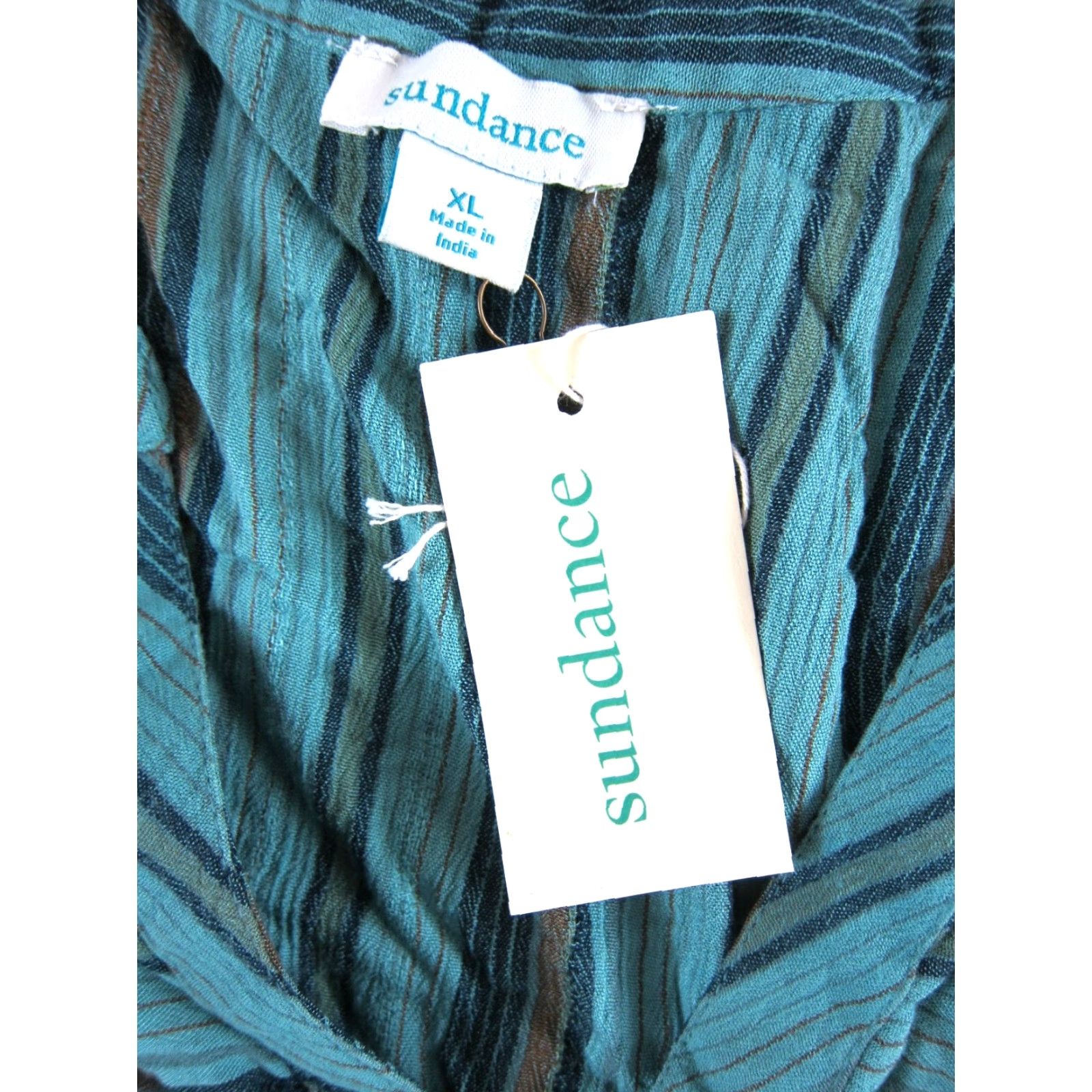 Vintage NWT Sundance Maxi Dress V-Neck Long Sleeve Stripe Green Blue Orange Rayon Pockets XL Women Size XL / US 12-14 / IT 48-50 - 3 Thumbnail